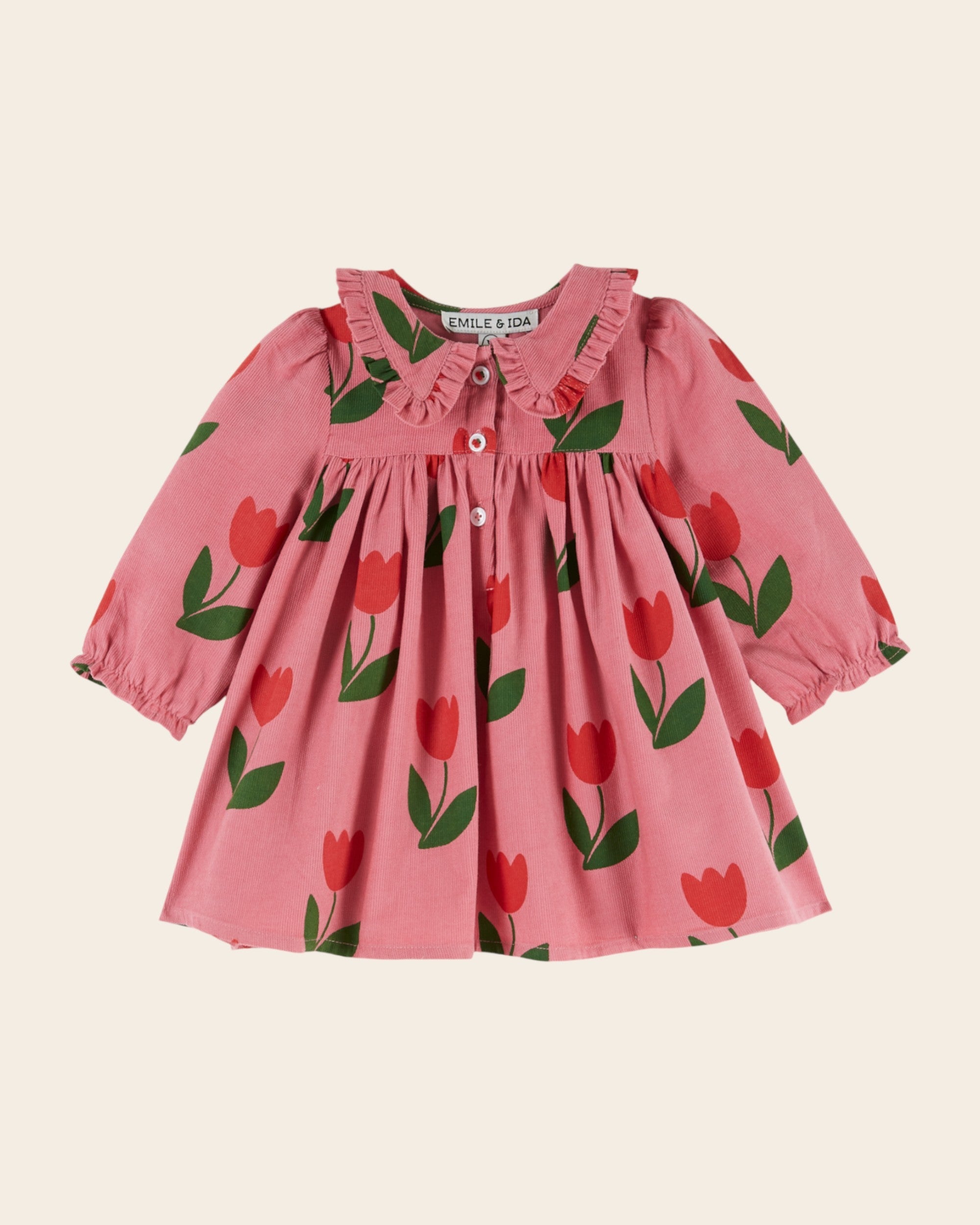 Emile et Ida Grande Tulipe Corduroy Ruffle Collar Dress