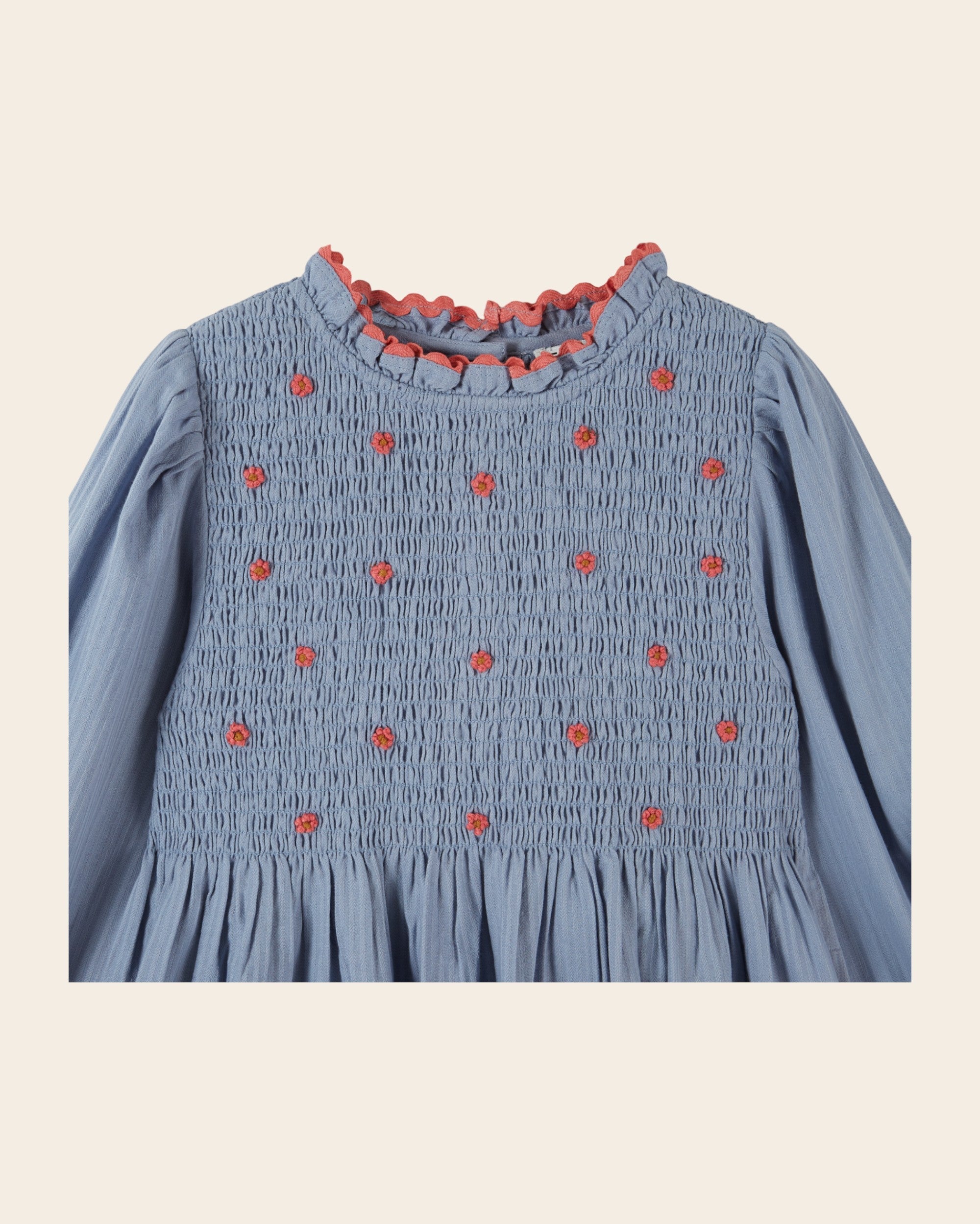 Emile et Ida Blue Embroidered Smocked Dress