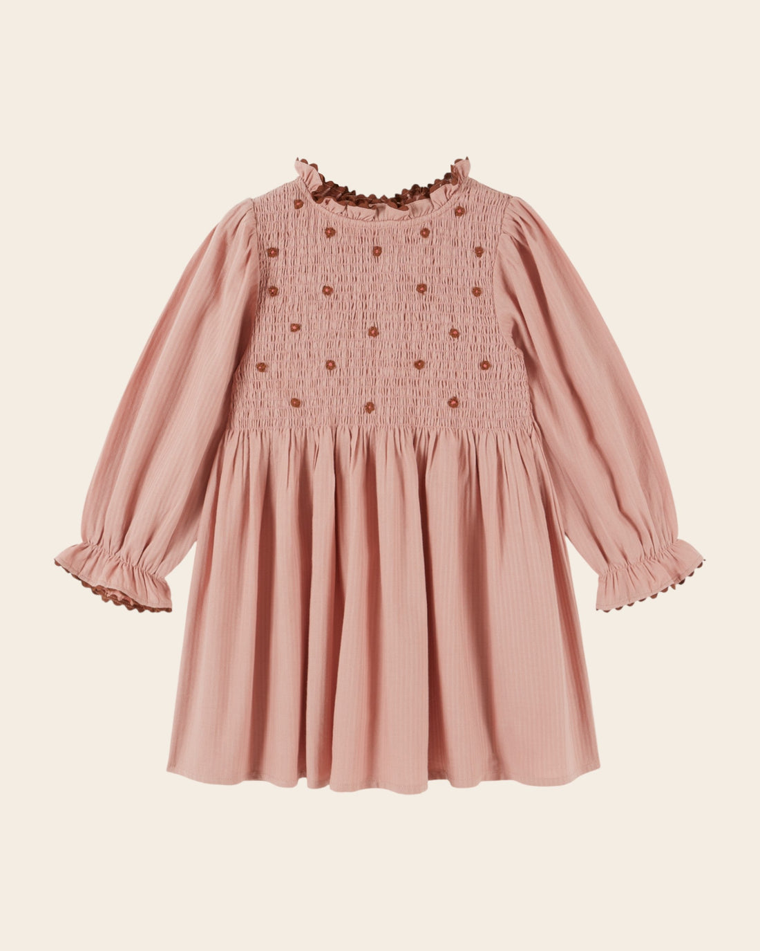 Emile et Ida Sakura Pink Embroidered Smocked Dress