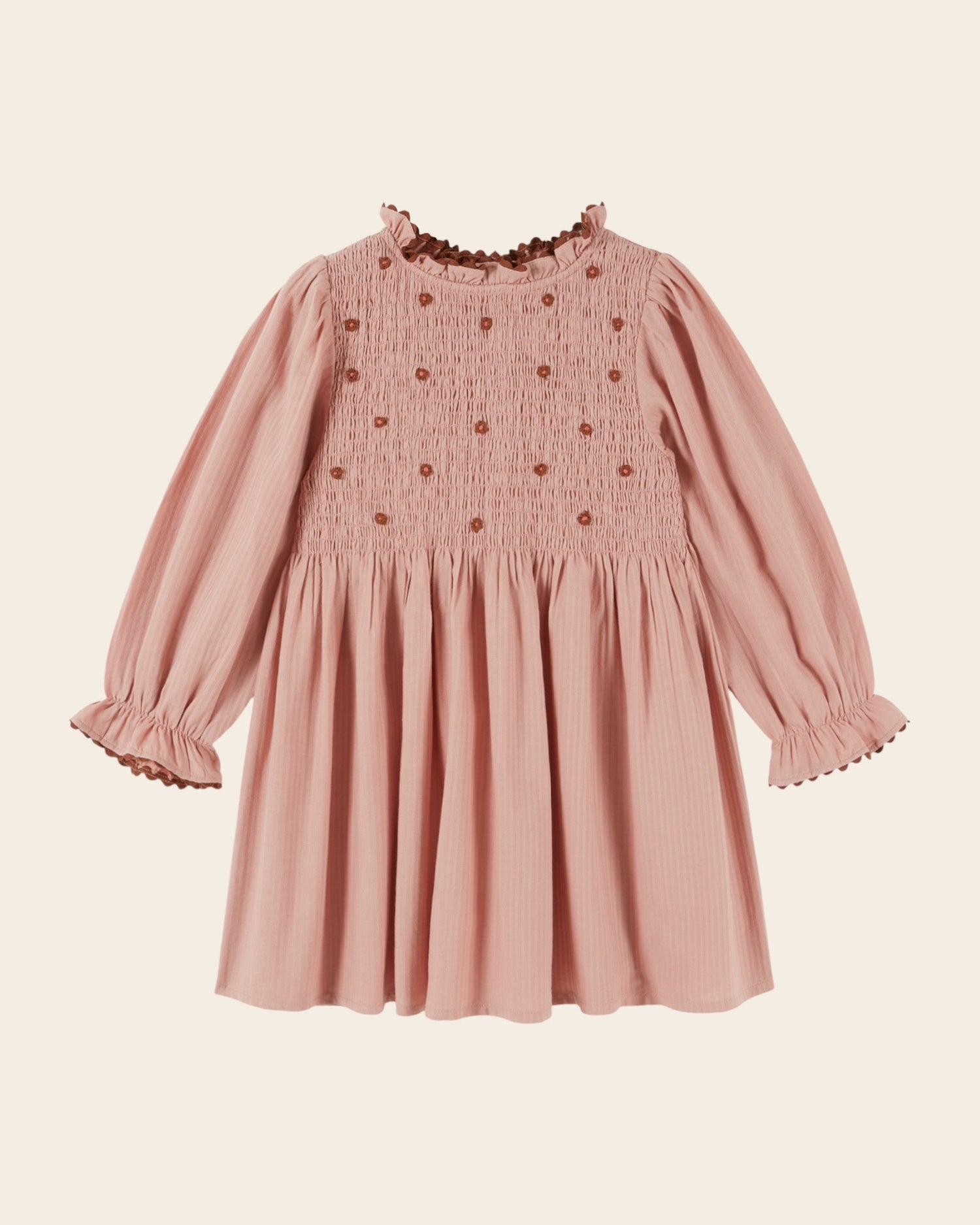 Emile et Ida Sakura Pink Embroidered Smocked Dress
