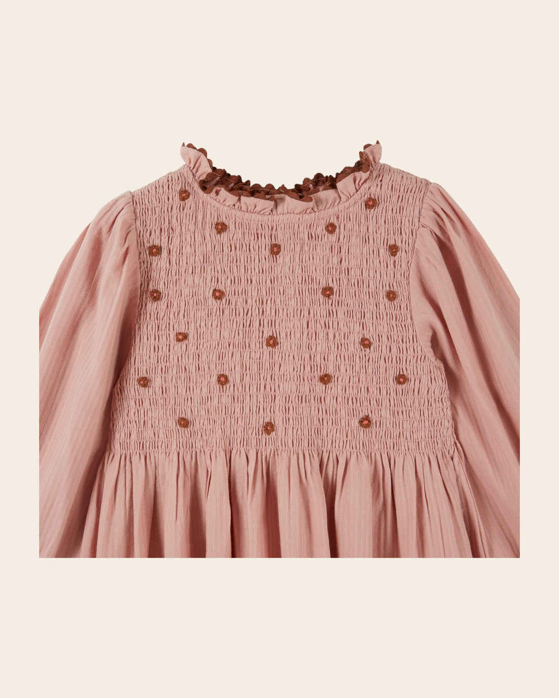 Emile et Ida Sakura Pink Embroidered Smocked Dress