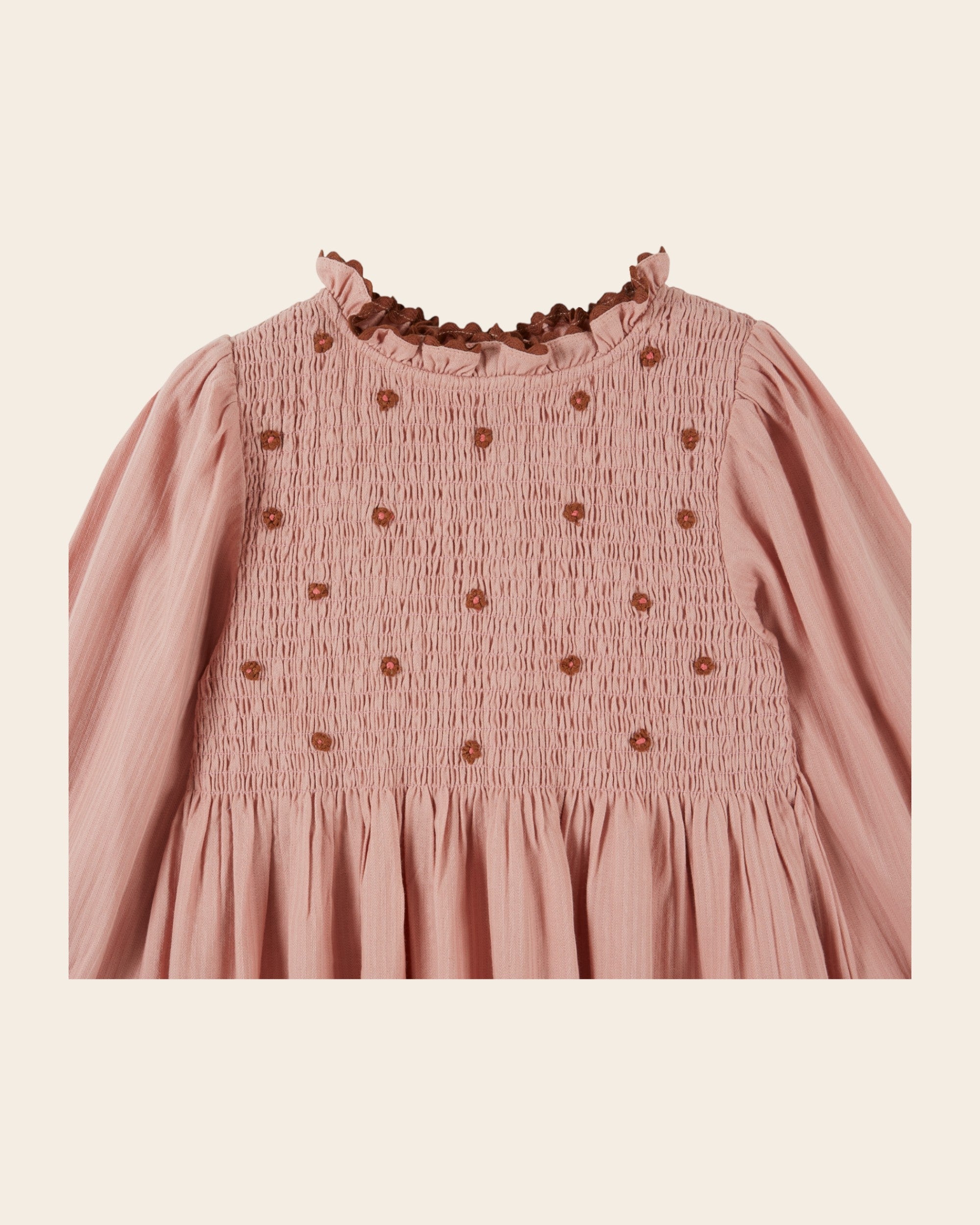 Emile et Ida Sakura Pink Embroidered Smocked Dress