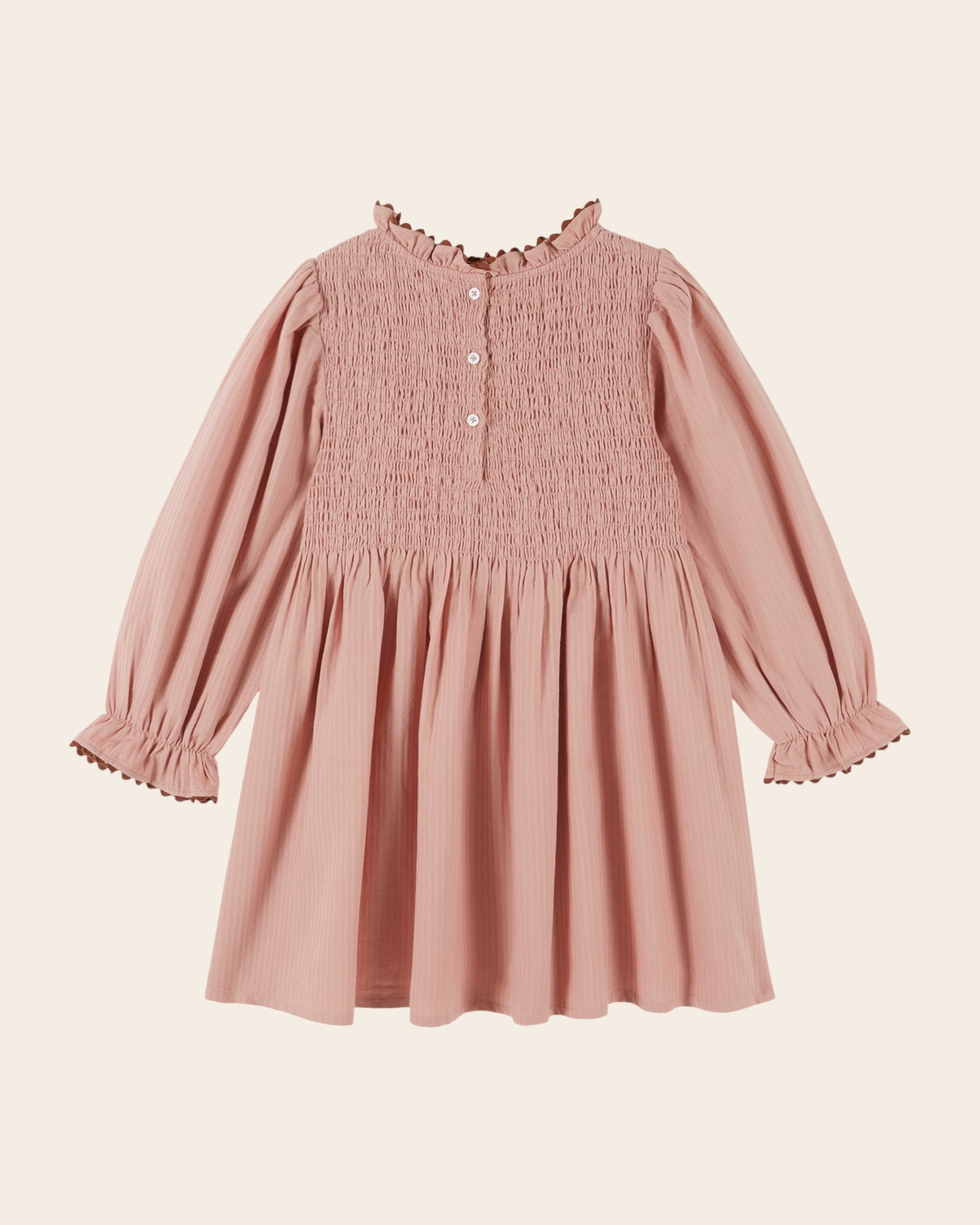 Emile et Ida Sakura Pink Embroidered Smocked Dress
