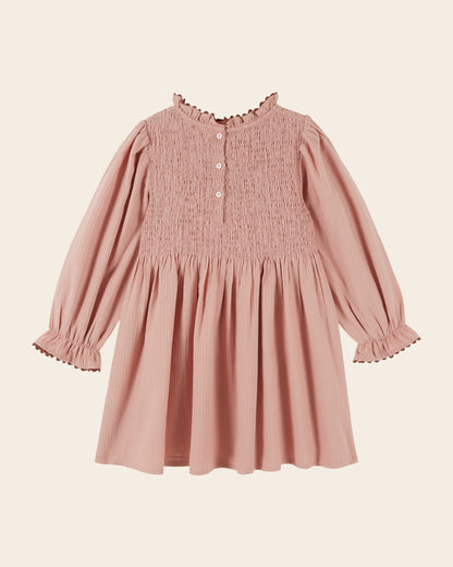 Emile et Ida Sakura Pink Embroidered Smocked Dress