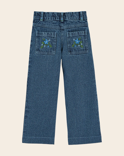 Emile et Ida Blue Denim Embroidered Pocket Pants