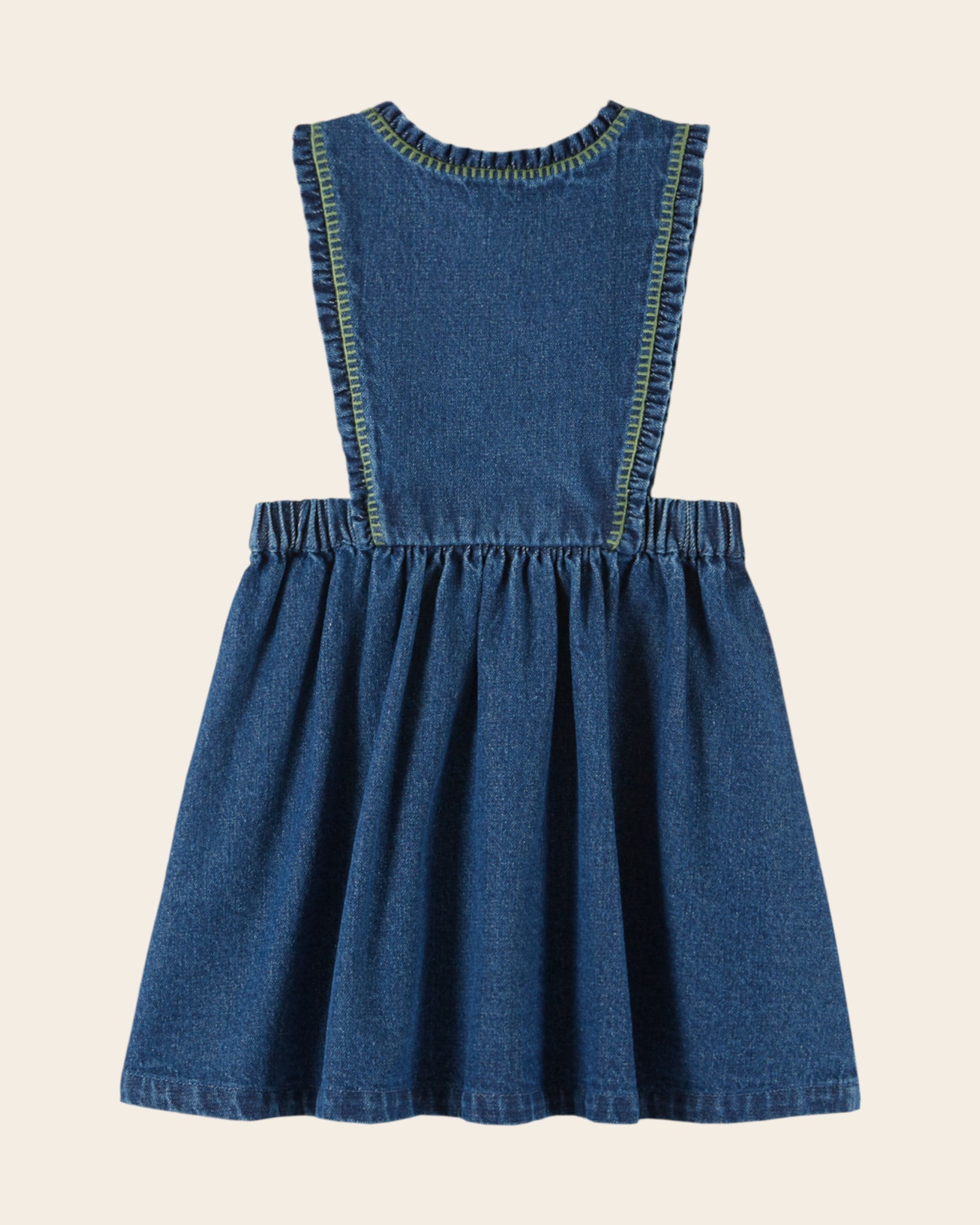 Emile et Ida Blue Denim Embroidered Apron Dress