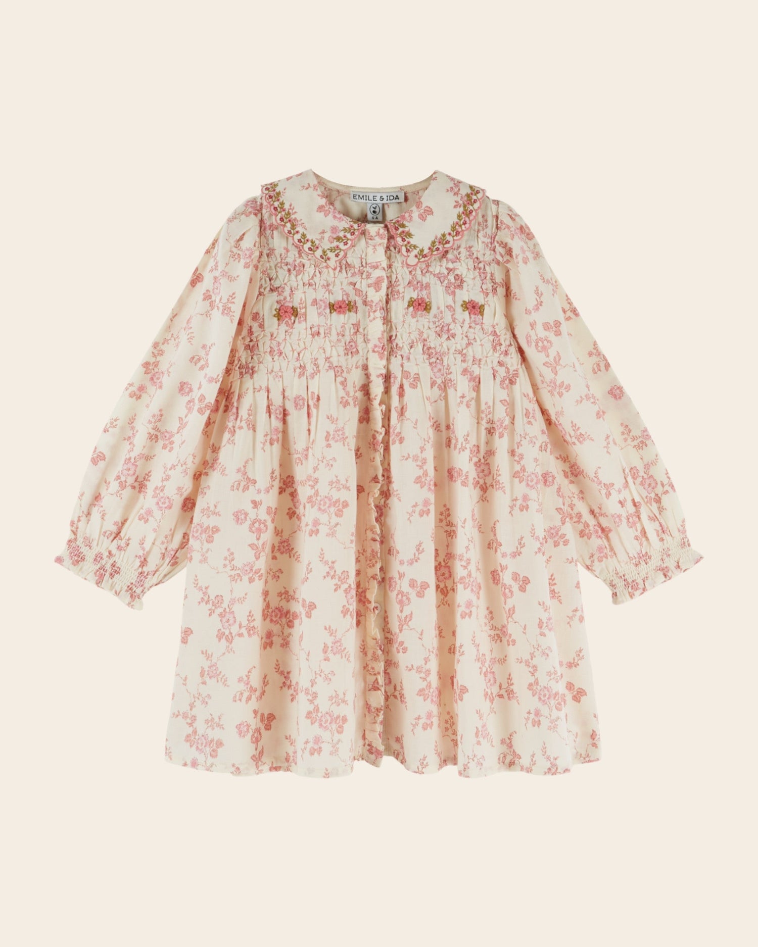 Emile et Ida Rosalie Floral Embroidered Smocked Dress