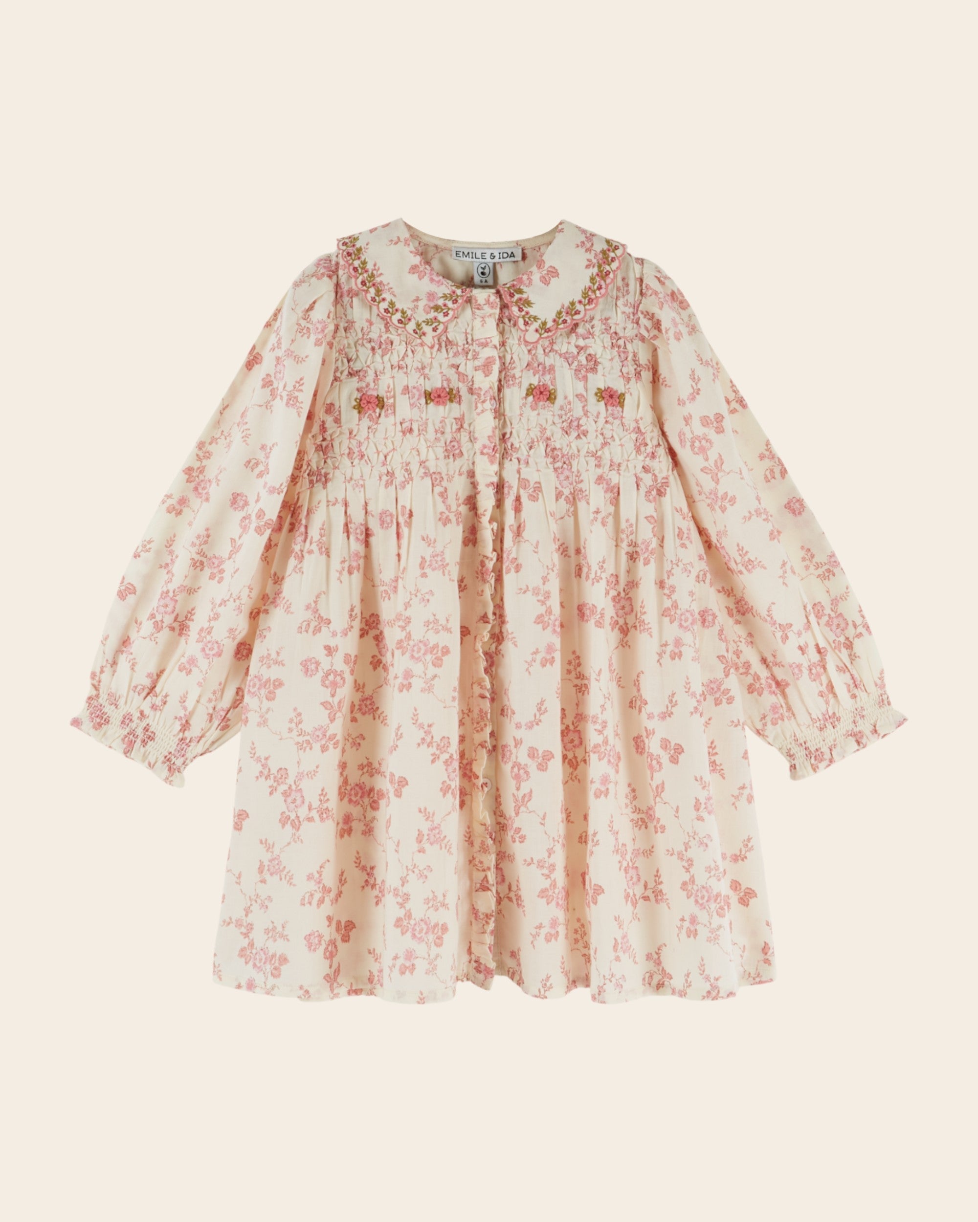 Emile et Ida Rosalie Floral Embroidered Smocked Dress