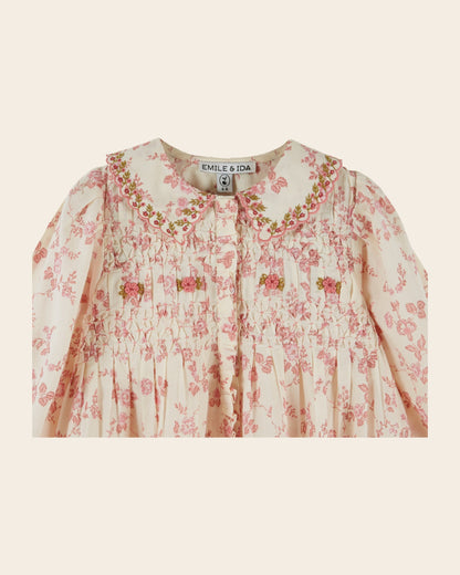 Emile et Ida Rosalie Floral Embroidered Smocked Dress