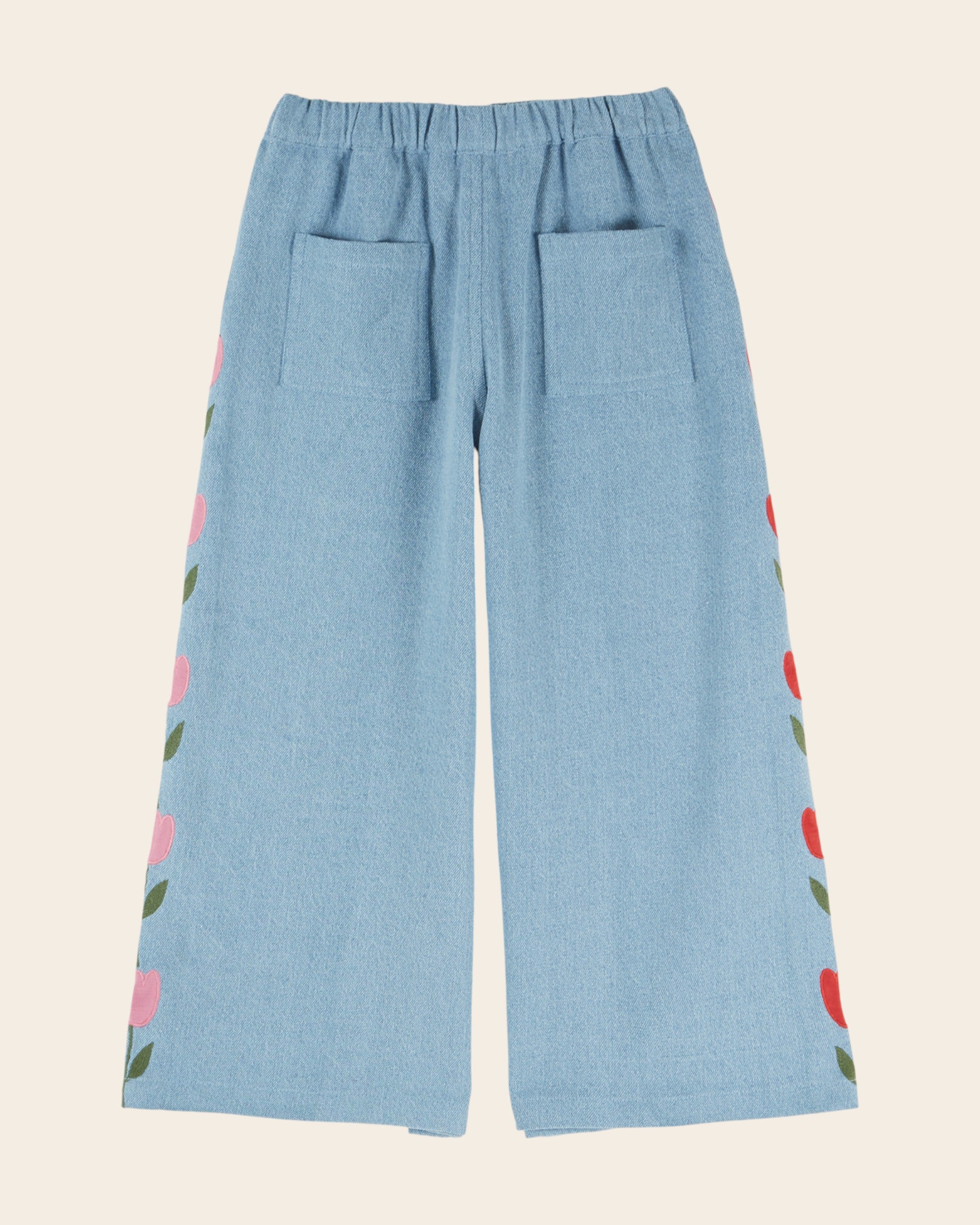 Emile et Ida Light Blue Denim Embroidered Tulip Pants