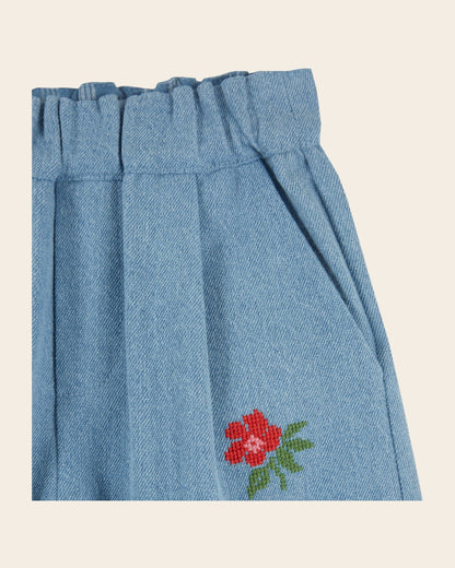 Emile et Ida Light Blue Denim Knee Patch Pants