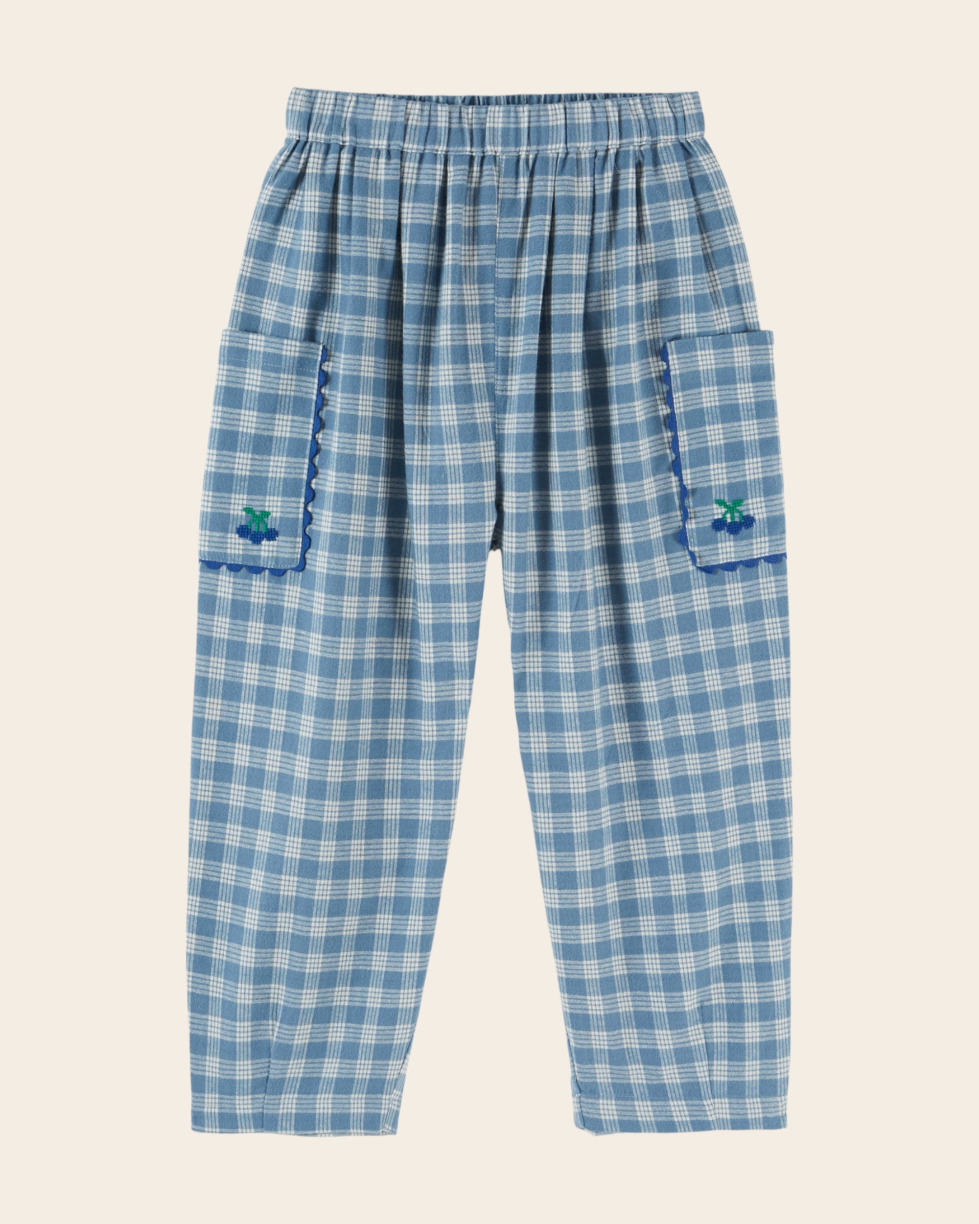 Emile et Ida Celestine Check Embroidered Pocket Pants