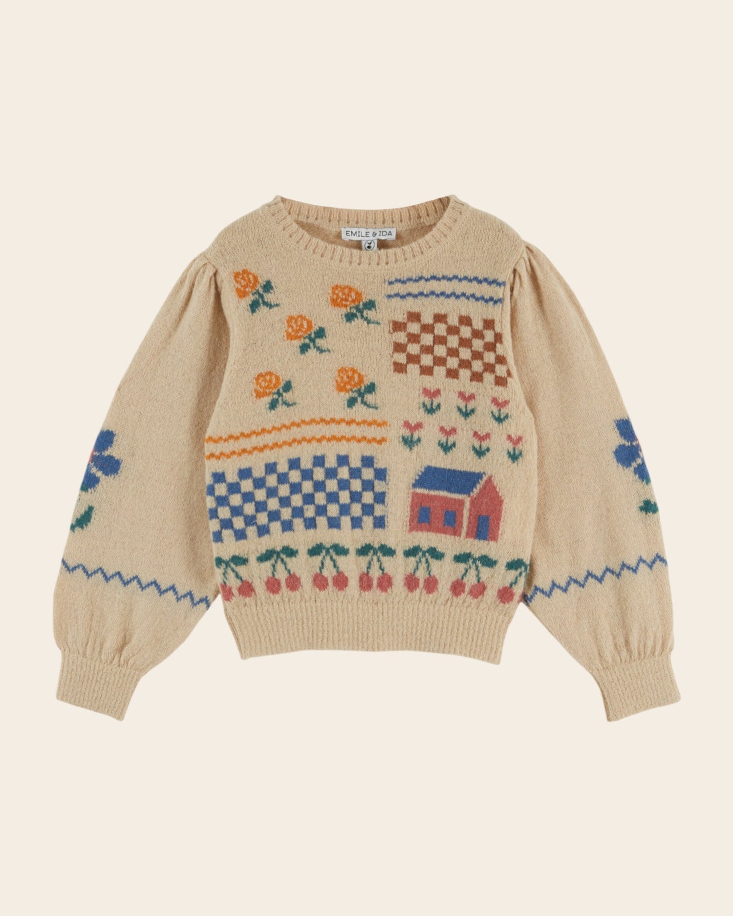 Emile et Ida Maison Graphic Intarsia Sweater - Beige