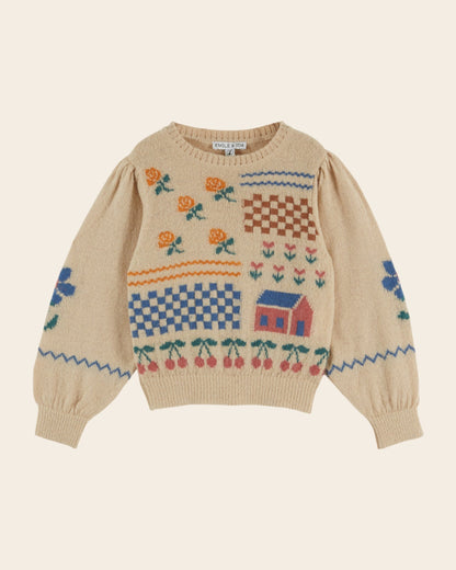 Emile et Ida Maison Graphic Intarsia Sweater - Beige