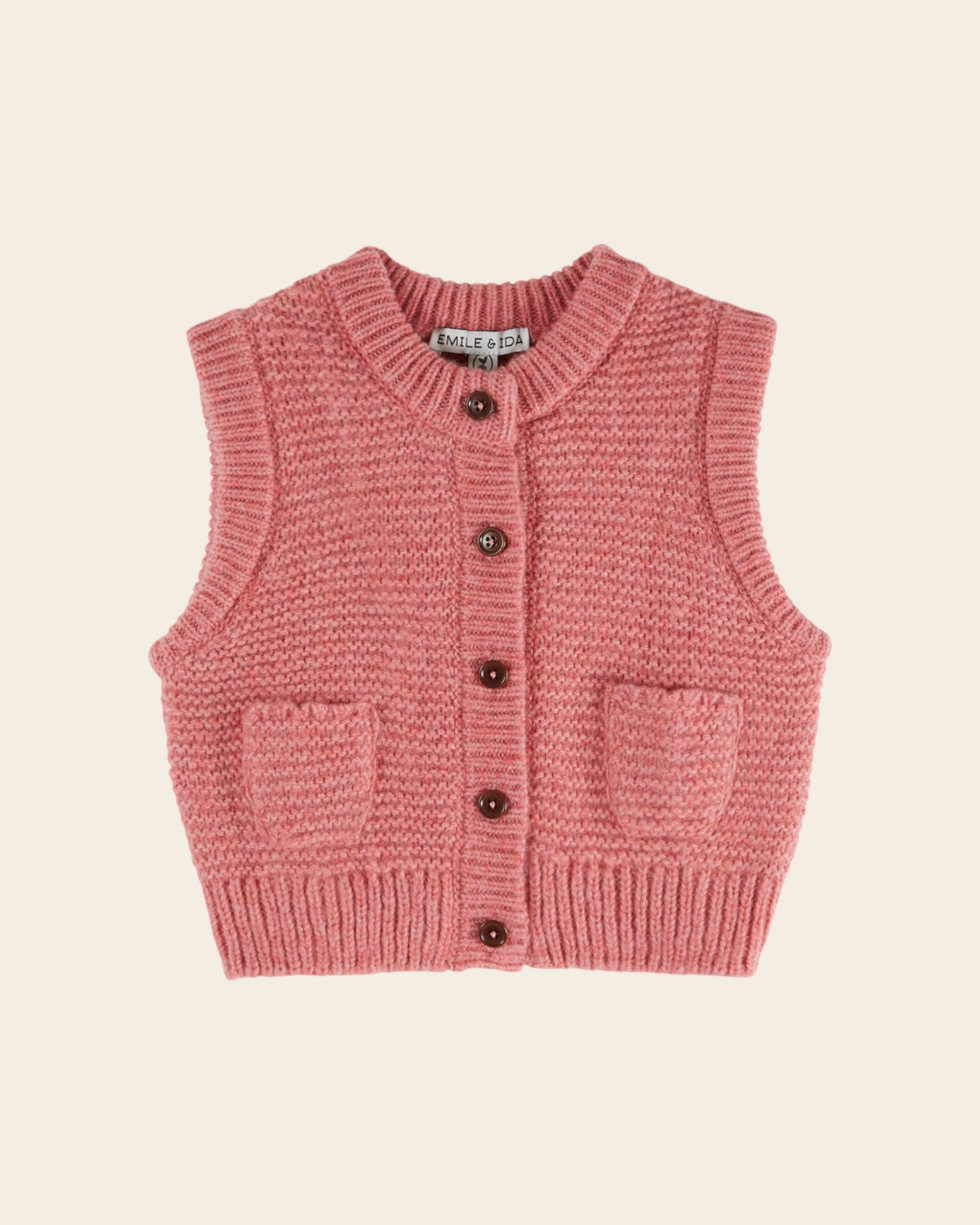 Emile et Ida Blush Soft Knit Sleeveless Cardigan