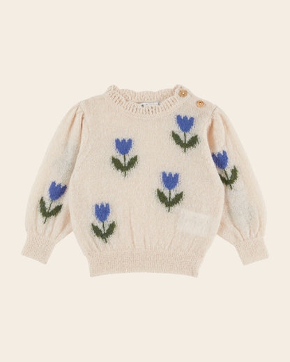 Emile et Ida Blue Tulip Intarsia Sweater