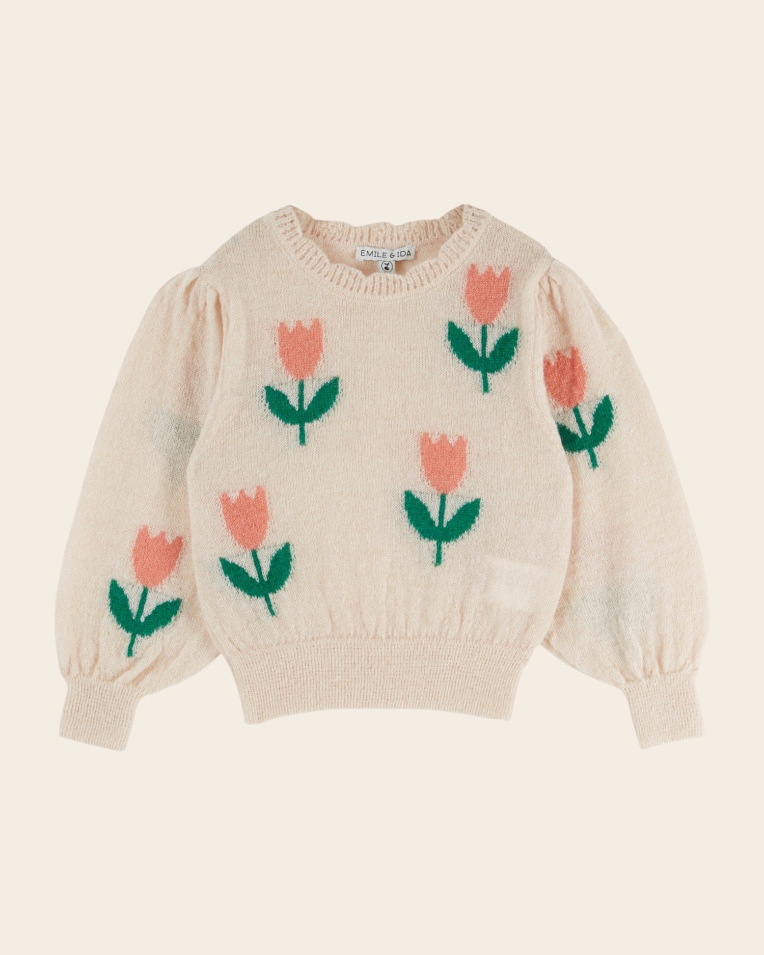 Emile et Ida Pink Tulip Intarsia Sweater