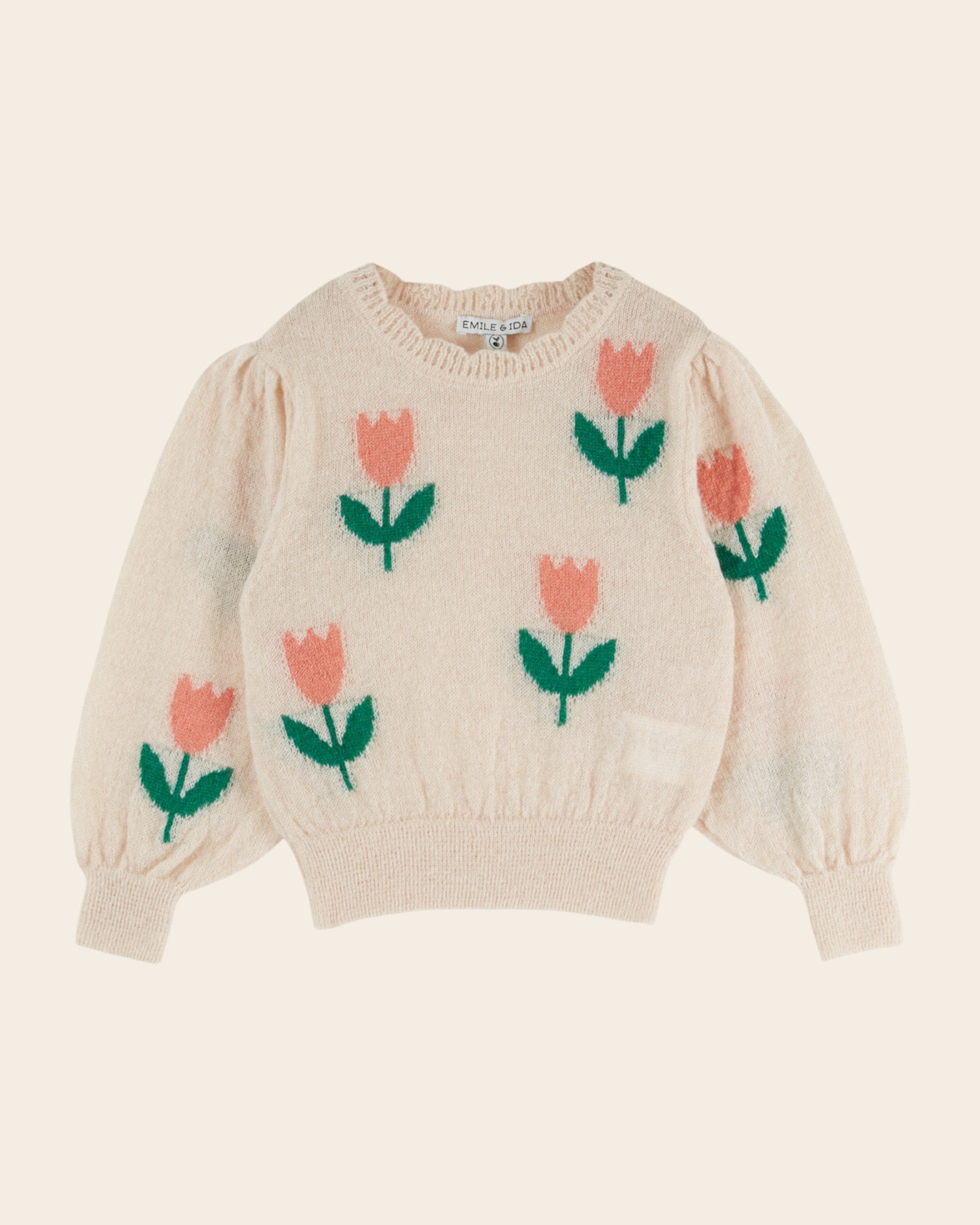 Emile et Ida Pink Tulip Intarsia Sweater