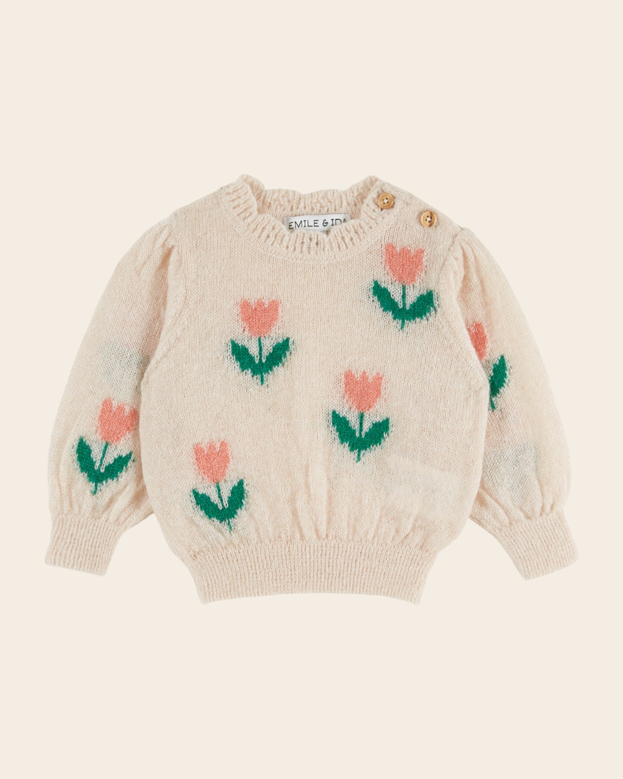 Emile et Ida Pink Tulip Intarsia Sweater