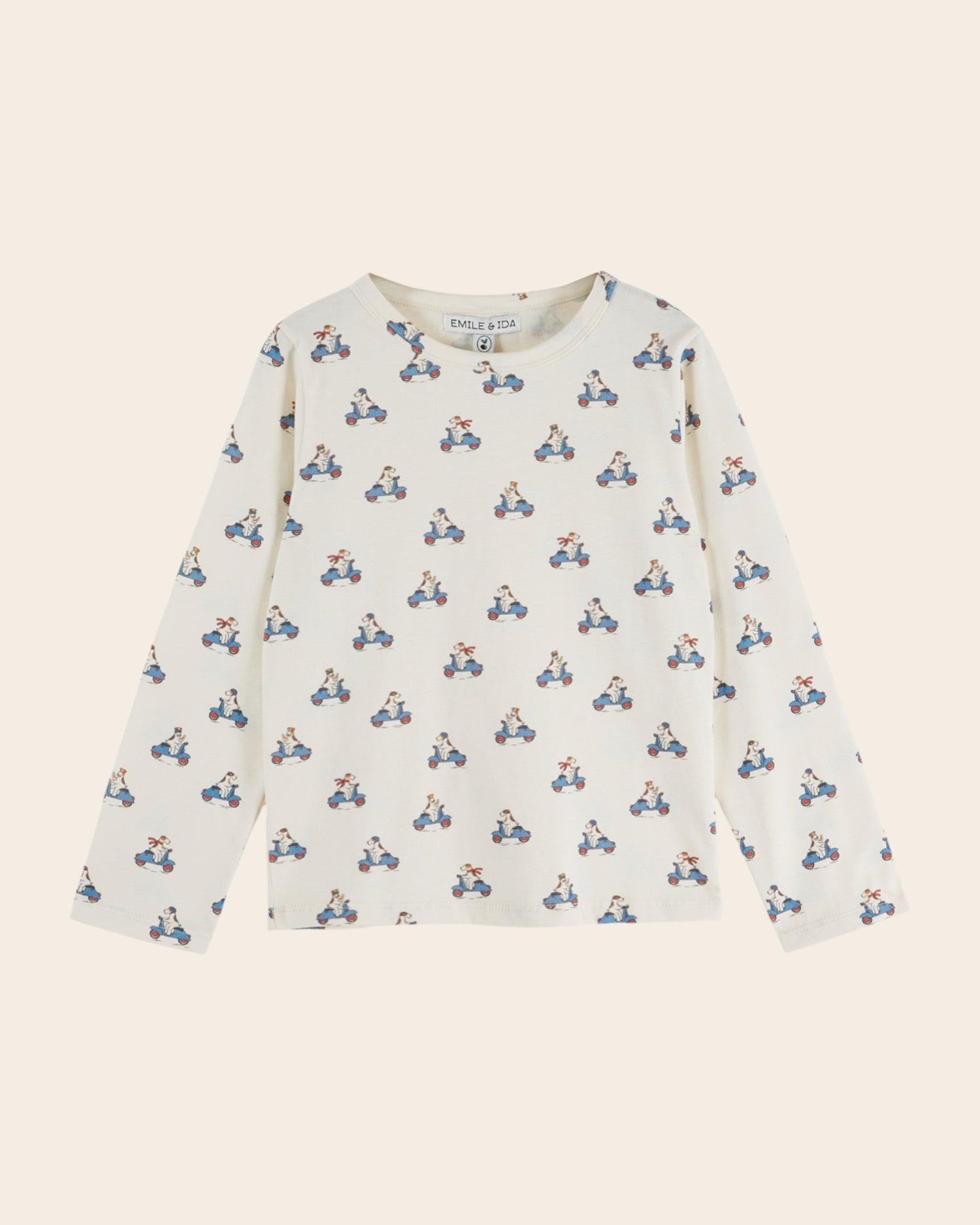 Emile et Ida Ecru Scooter Dog Long-Sleeve T-Shirt