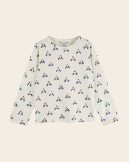Emile et Ida Ecru Scooter Dog Long-Sleeve T-Shirt