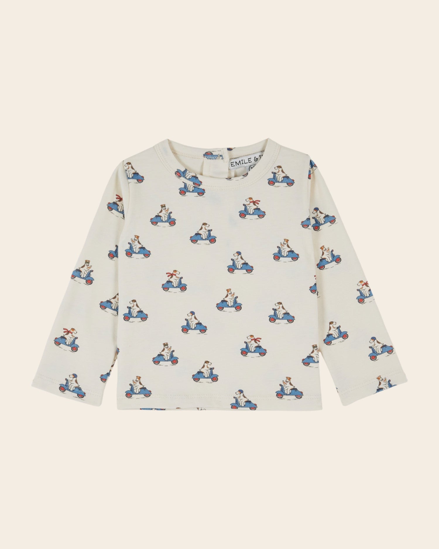 Emile et Ida Ecru Scooter Dog Long-Sleeve T-Shirt