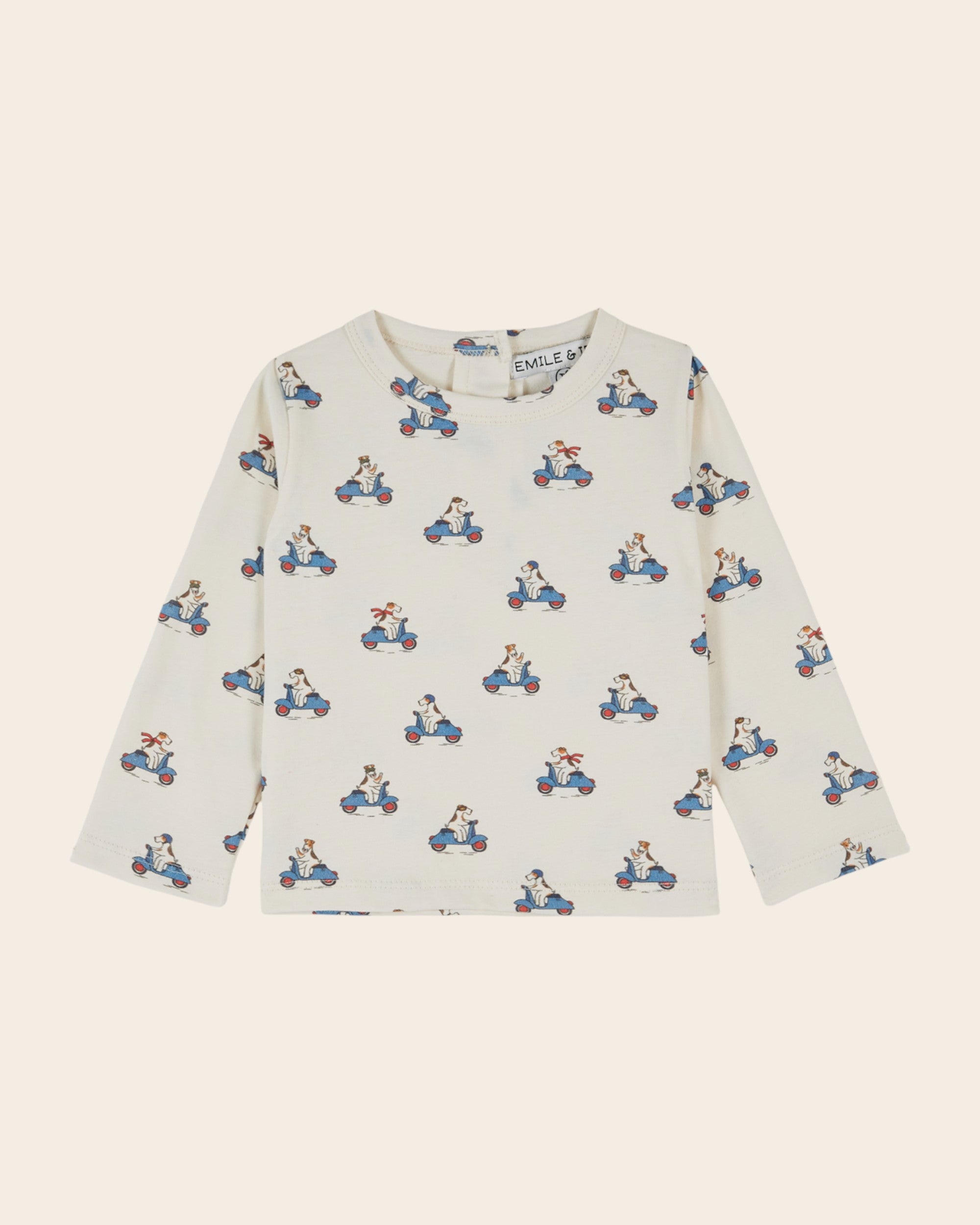 Emile et Ida Ecru Scooter Dog Long-Sleeve T-Shirt