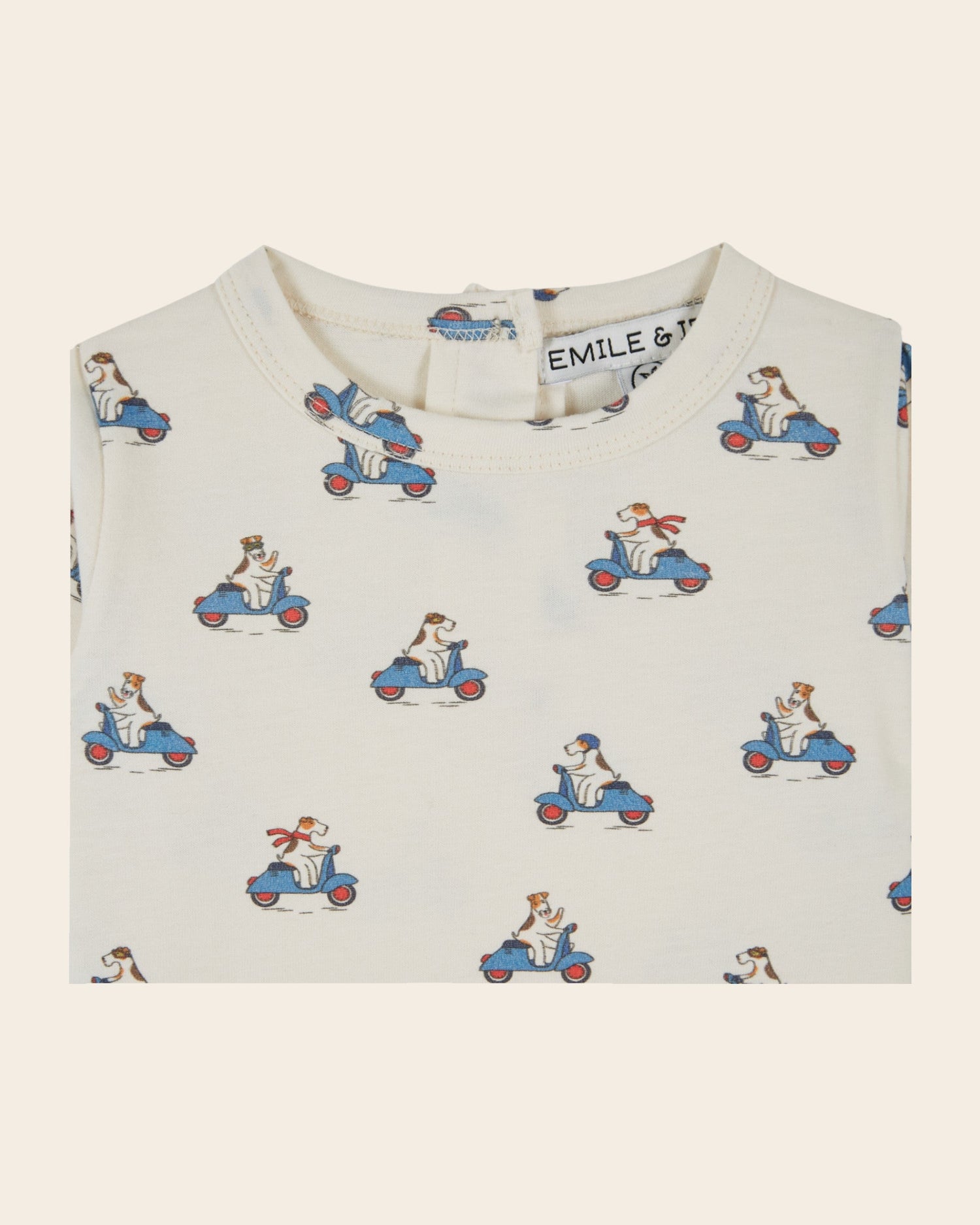Emile et Ida Ecru Scooter Dog Long-Sleeve T-Shirt