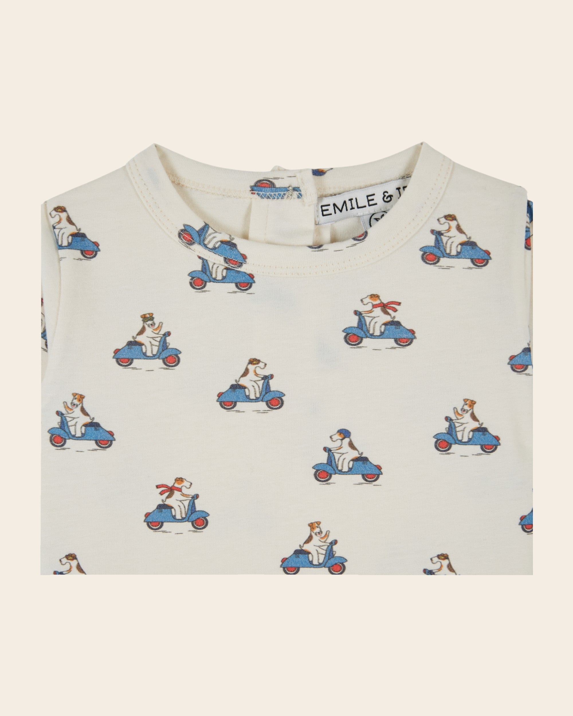 Emile et Ida Ecru Scooter Dog Long-Sleeve T-Shirt