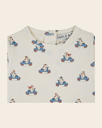 Emile et Ida Ecru Scooter Dog Long-Sleeve T-Shirt