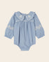 Emile et Ida Blue Embroidered Baby Romper