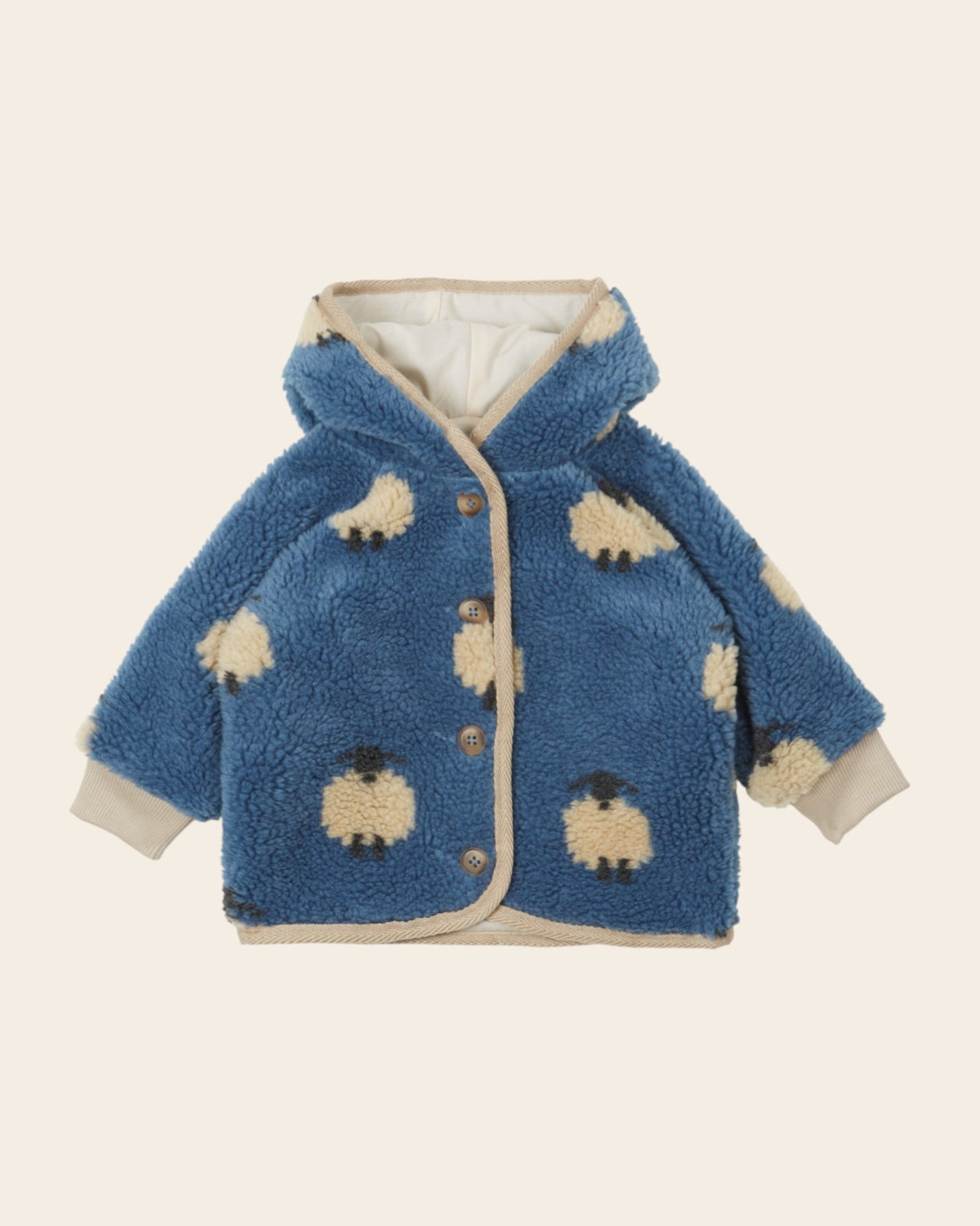 Emile et Ida Blue Sheep Teddy Fleece Hooded Jacket