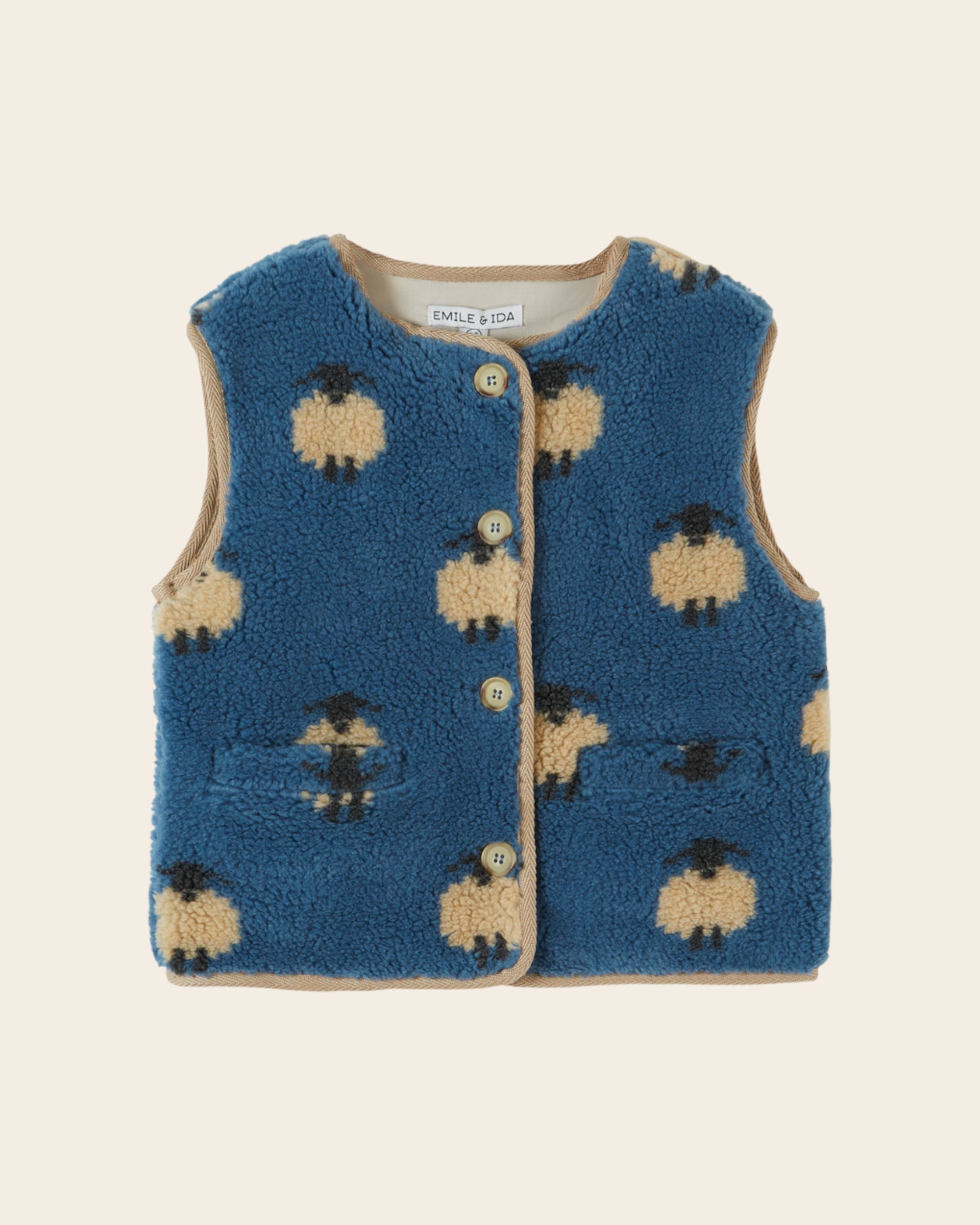 Emile et Ida Blue Sheep Teddy Fleece Vest