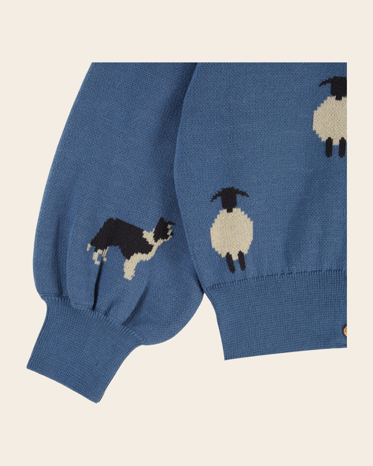 Emile et Ida Blue Sheep Jacquard Ruffle Cardigan