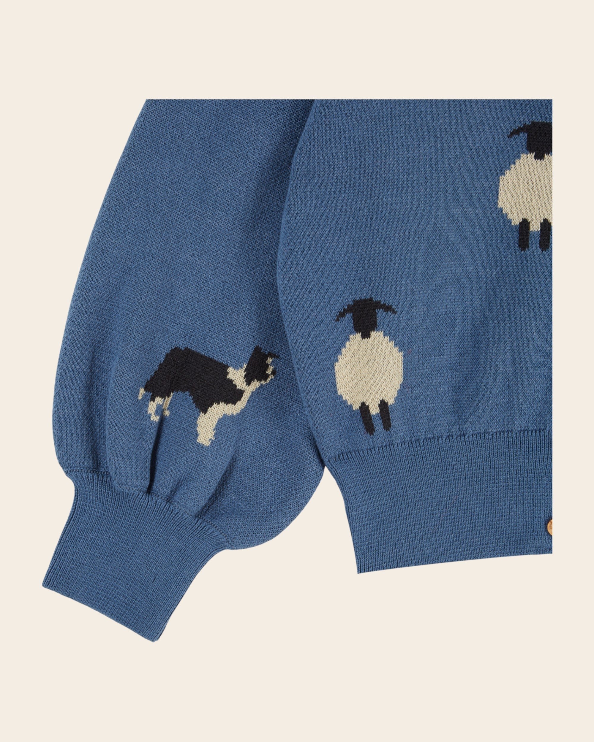Emile et Ida Blue Sheep Jacquard Ruffle Cardigan