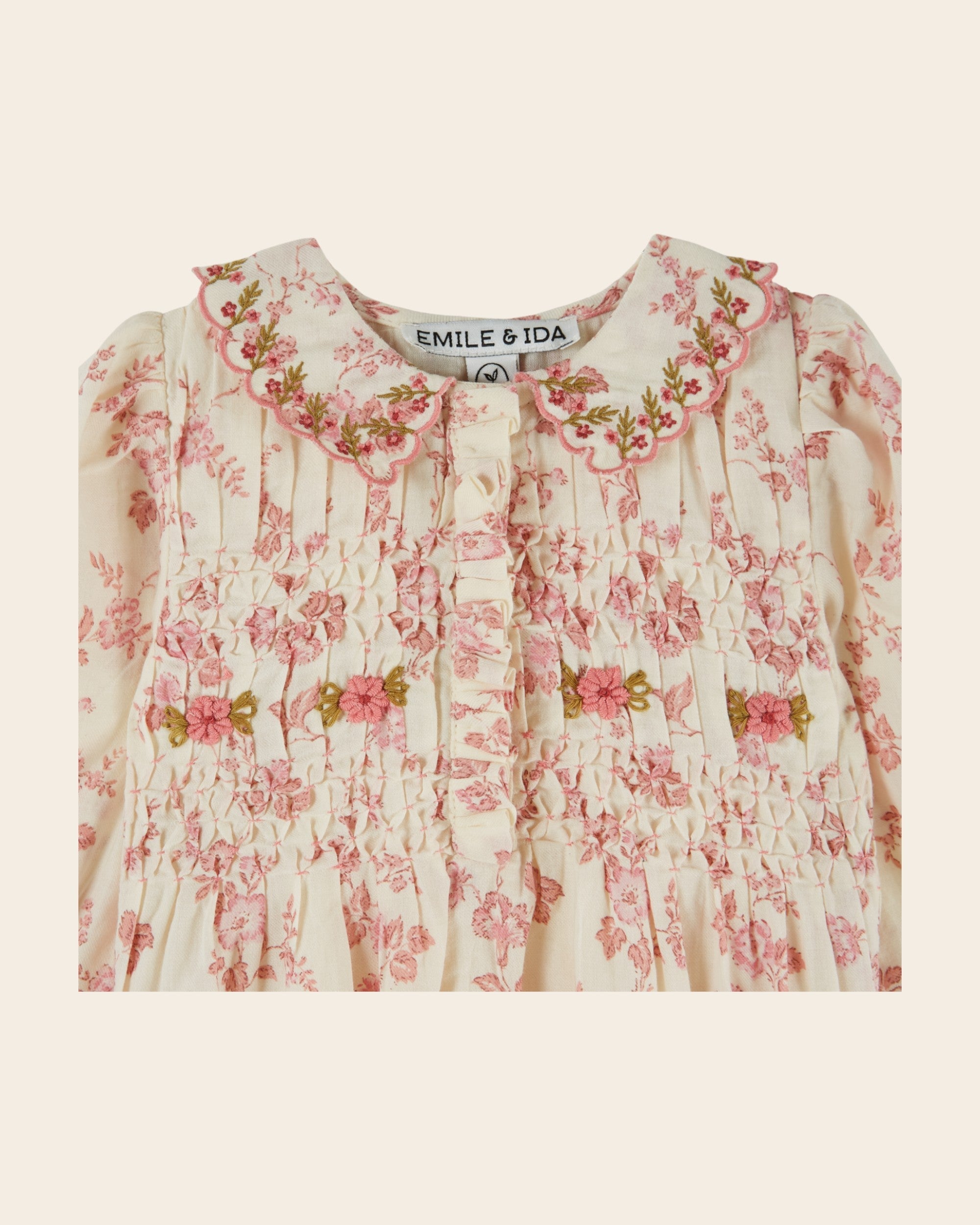 Emile et Ida Rosalie Floral Smocked Baby Romper
