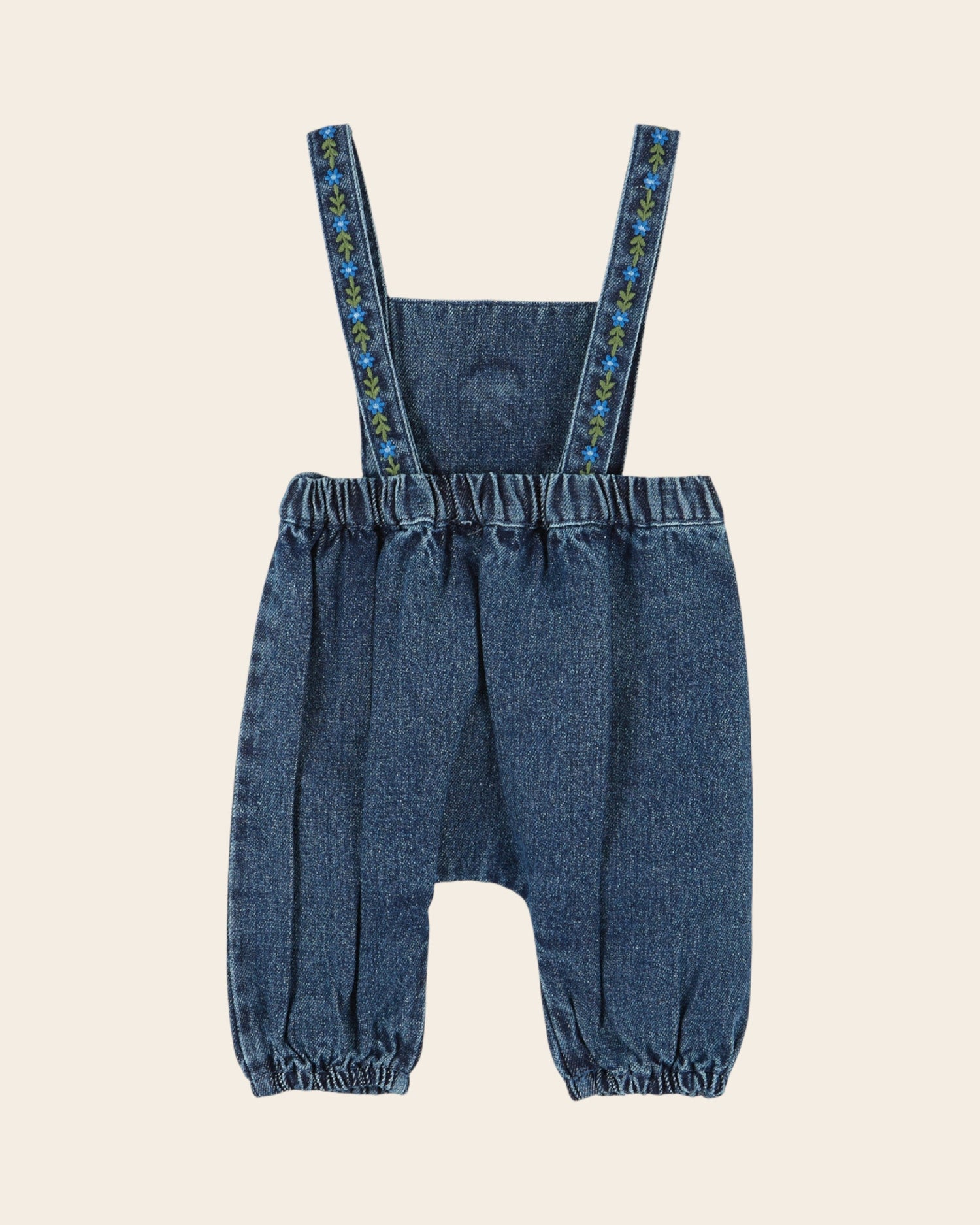 Emile et Ida Blue Denim Embroidered Baby Overalls