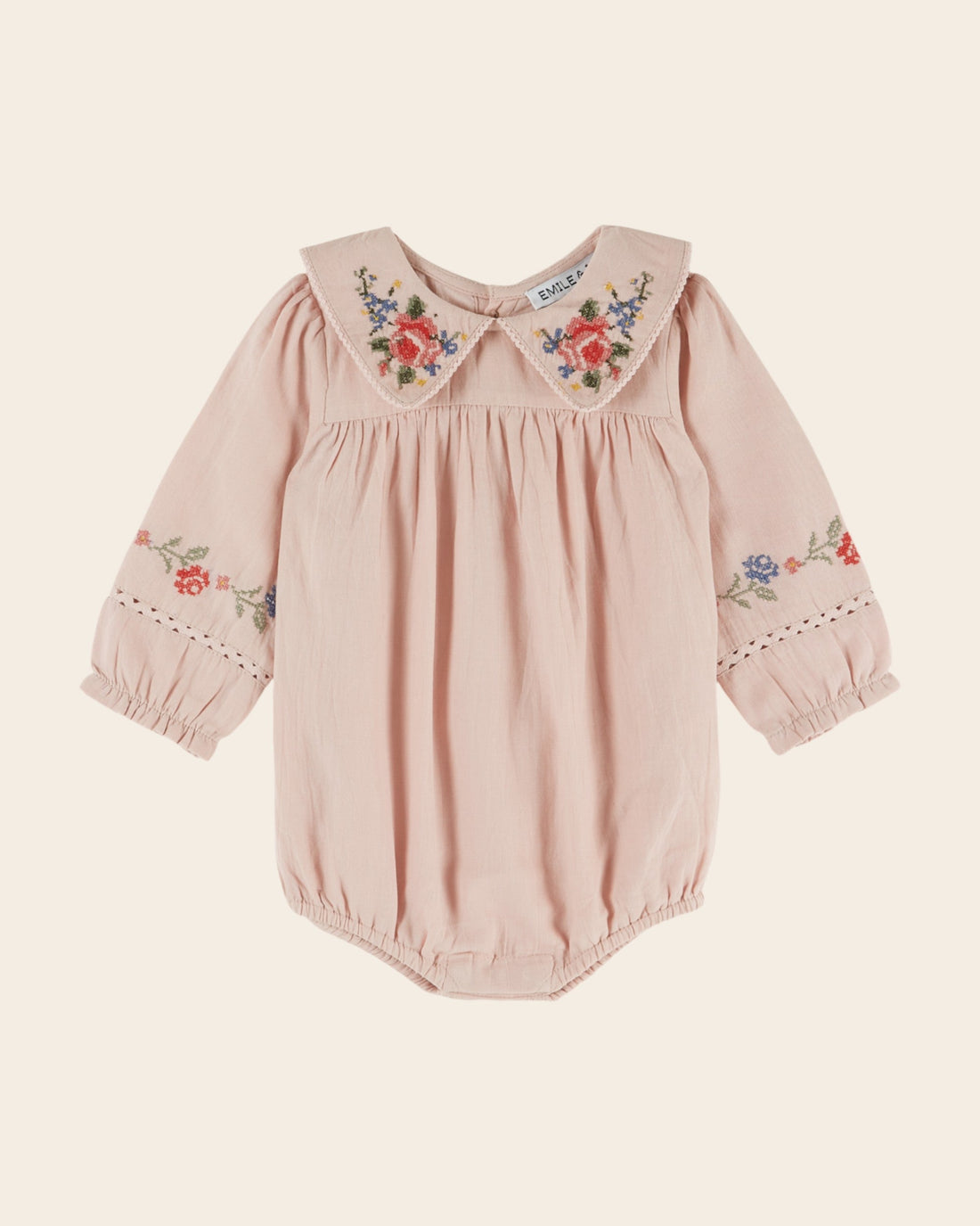 Emile et Ida Rose Cross-Stitch Baby Romper