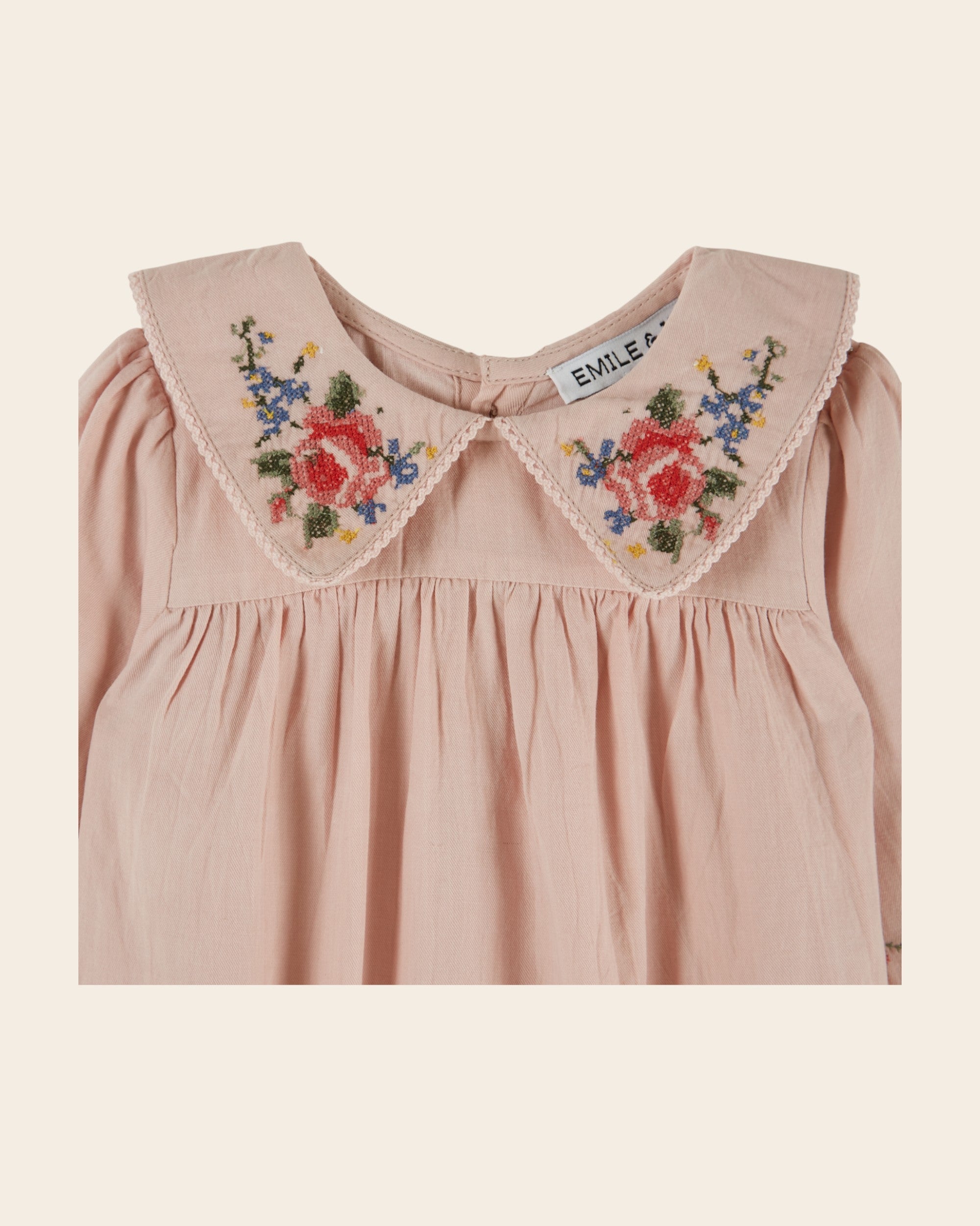 Emile et Ida Rose Cross-Stitch Baby Romper