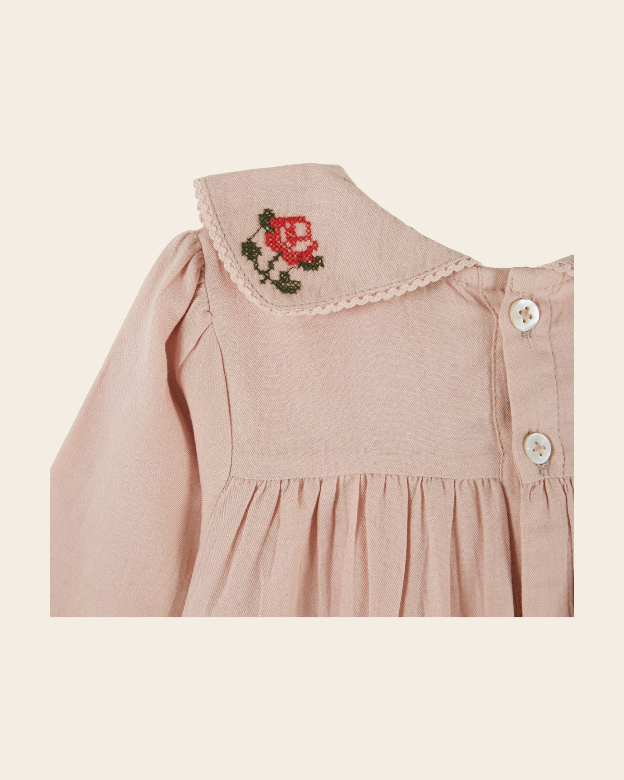 Emile et Ida Rose Cross-Stitch Baby Romper