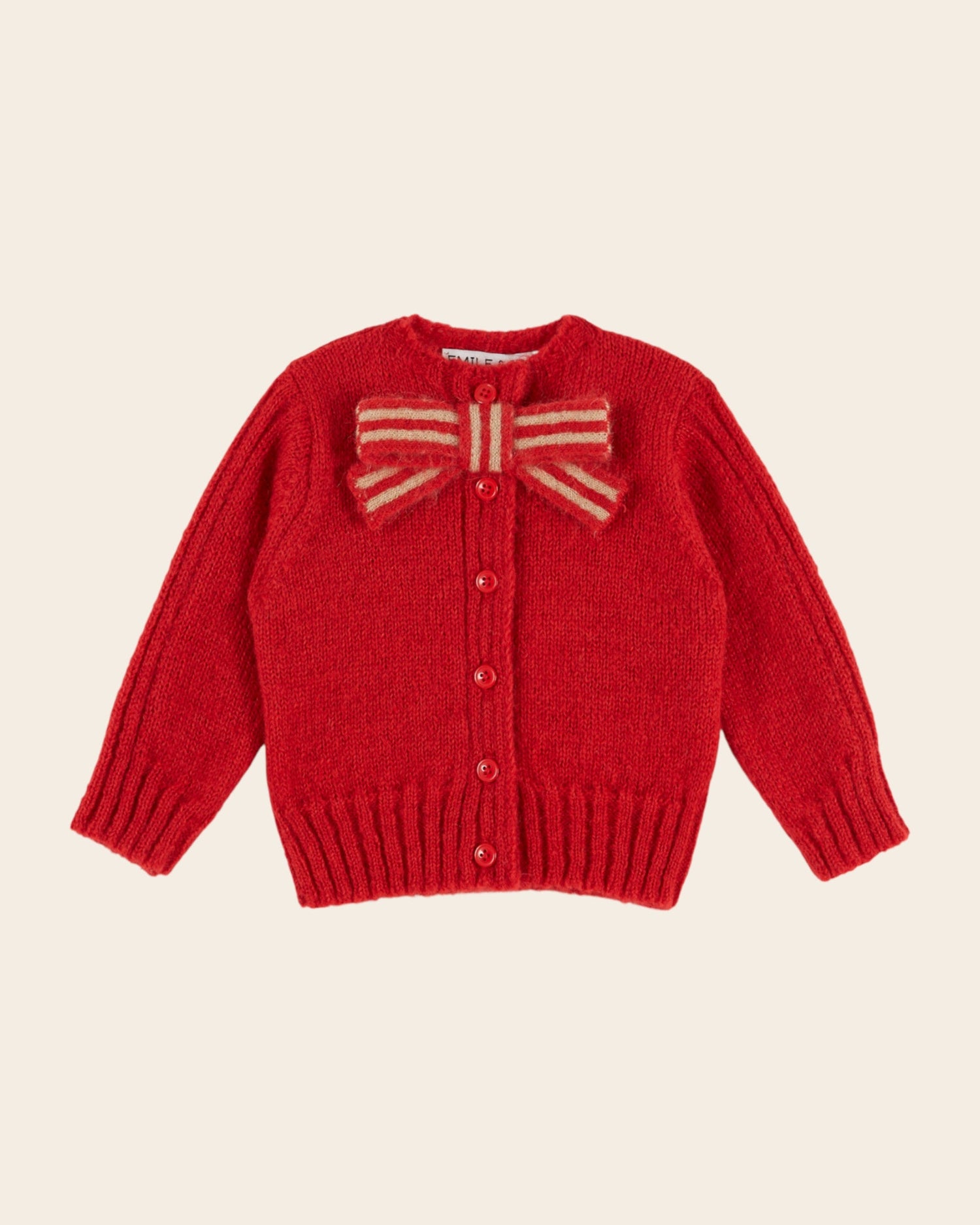 Emile et Ida Mars Red Bow Mohair Blend Cardigan