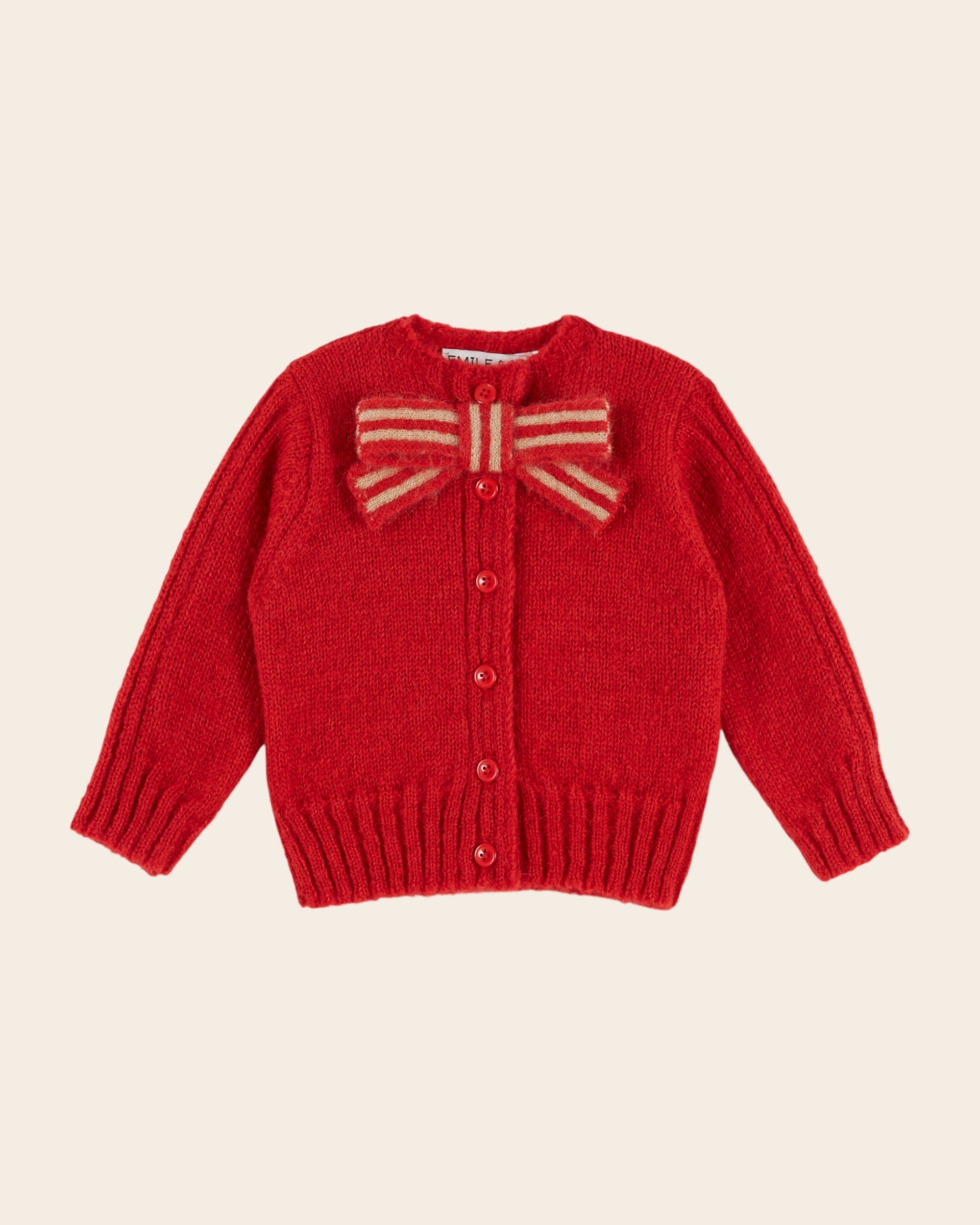 Emile et Ida Mars Red Bow Mohair Blend Cardigan