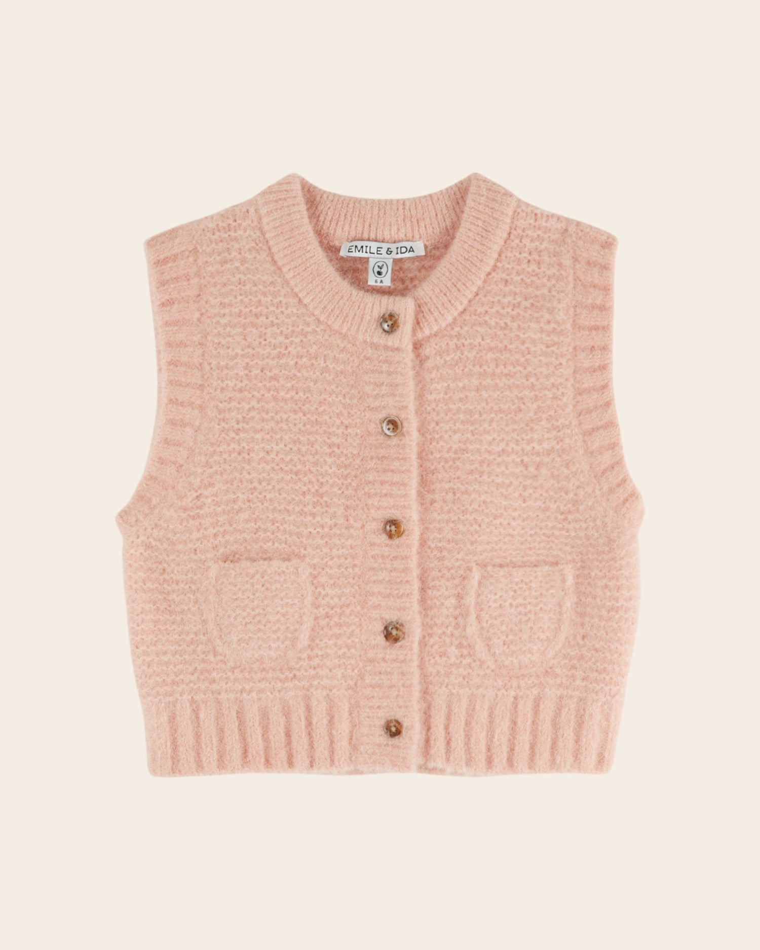 Emile et Ida Pastel Pink Sleeveless Cardigan