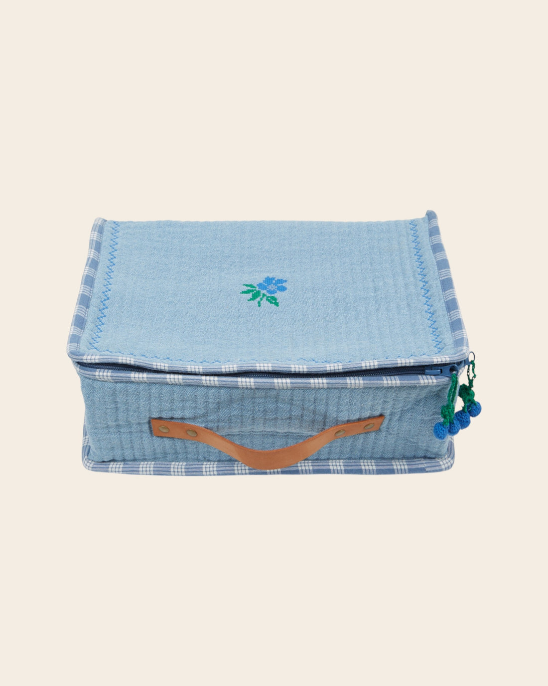 Emile et Ida quilted faded blue medium suitcase