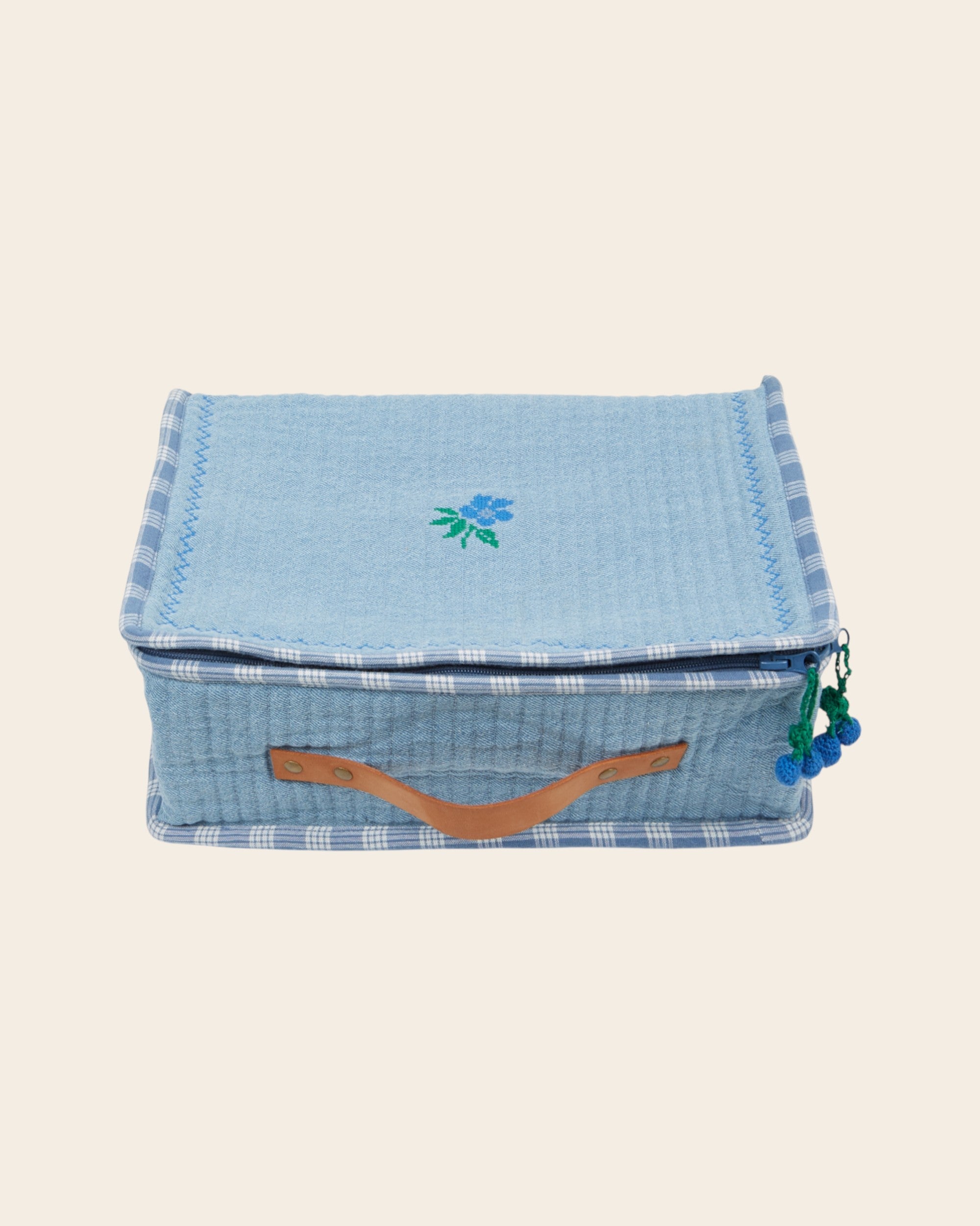 Emile et Ida quilted faded blue medium suitcase