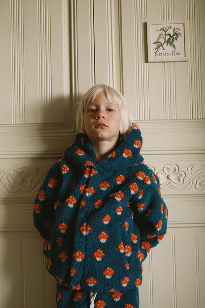 Tinycottons Tiny Mushrooms Sherpa Hoodie - Petrol Blue product image 4