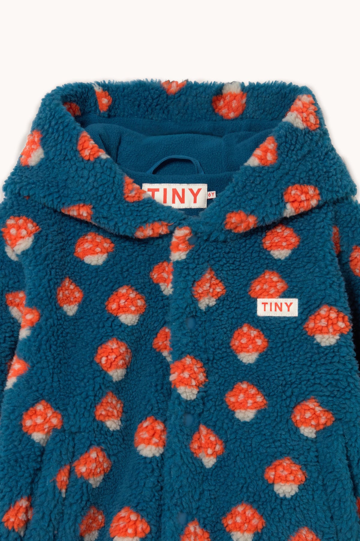 Tinycottons Tiny Mushrooms Sherpa Hoodie - Petrol Blue product image 3