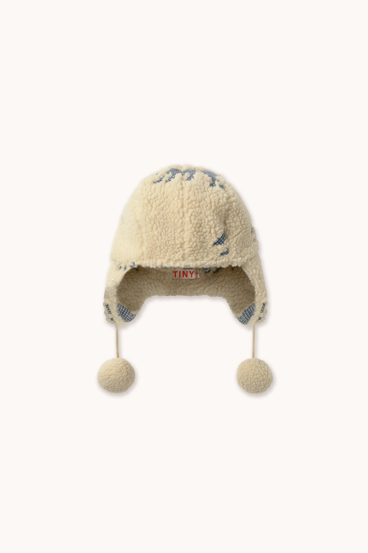 Tinycottons Horses Sherpa Earflap Beanie - Vanilla in Vanilla