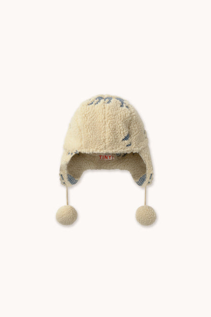 Tinycottons Horses Sherpa Earflap Beanie - Vanilla in Vanilla