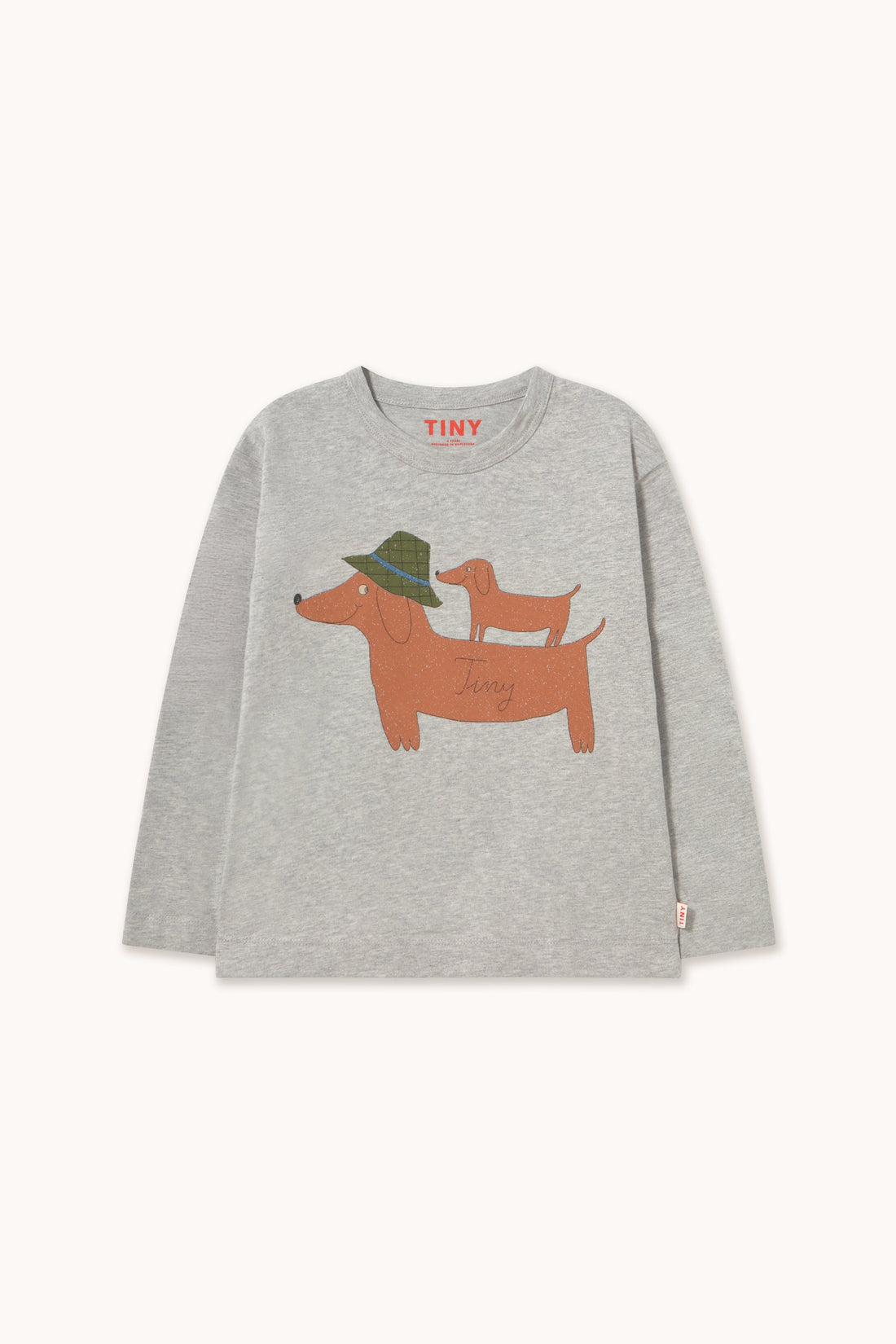 Tinycottons Two Dogs Graphic Sleeve Tee - Medium Grey Heather in Medium Grey Heather